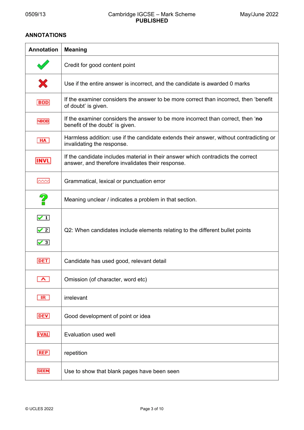 Mark scheme, page 3 of 10