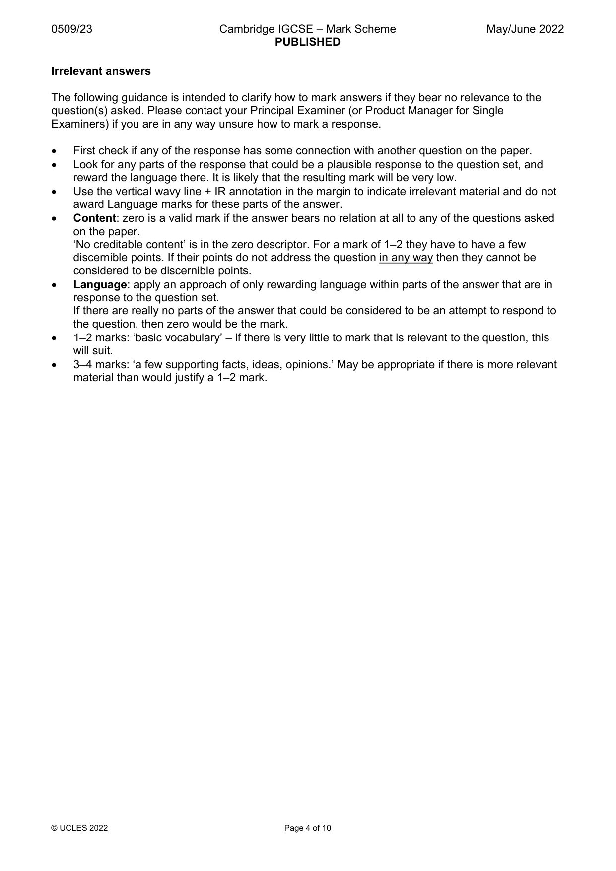 Mark scheme, page 4 of 10