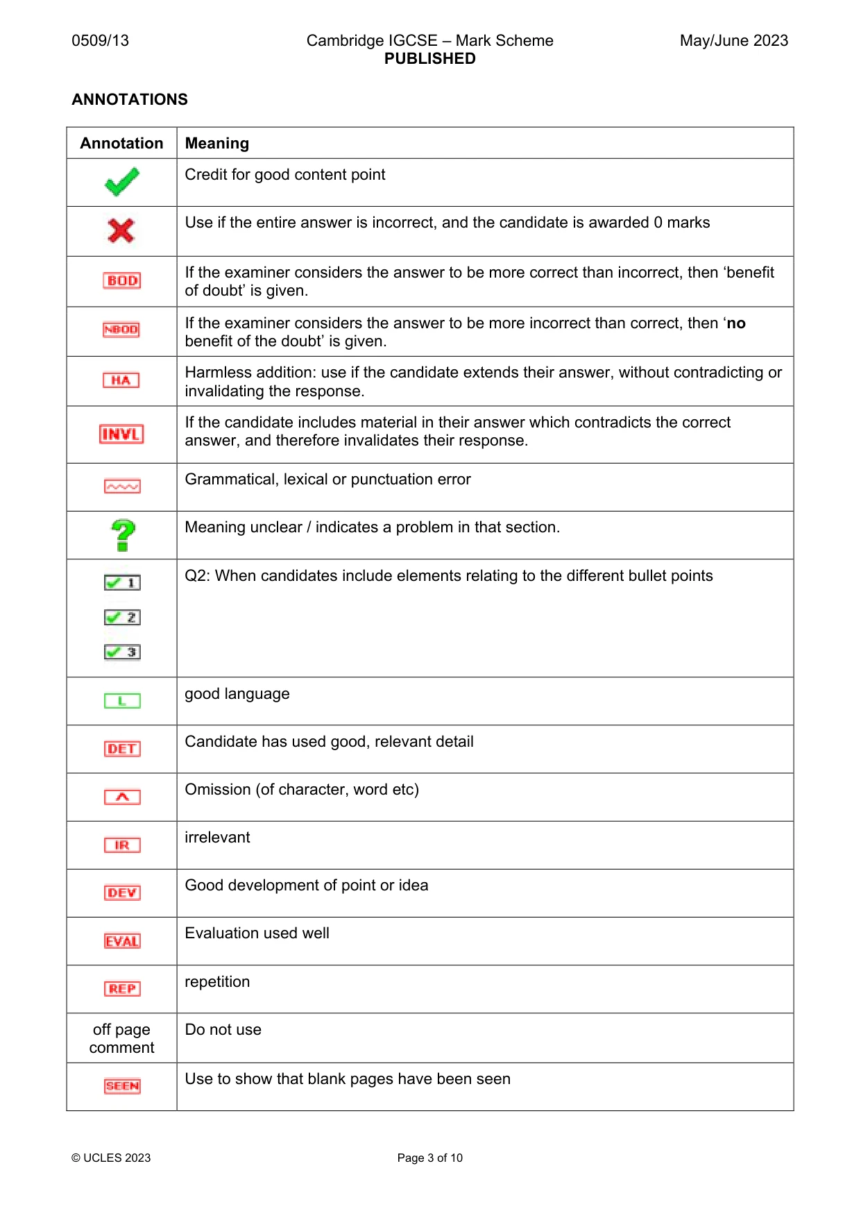 Mark scheme, page 3 of 10