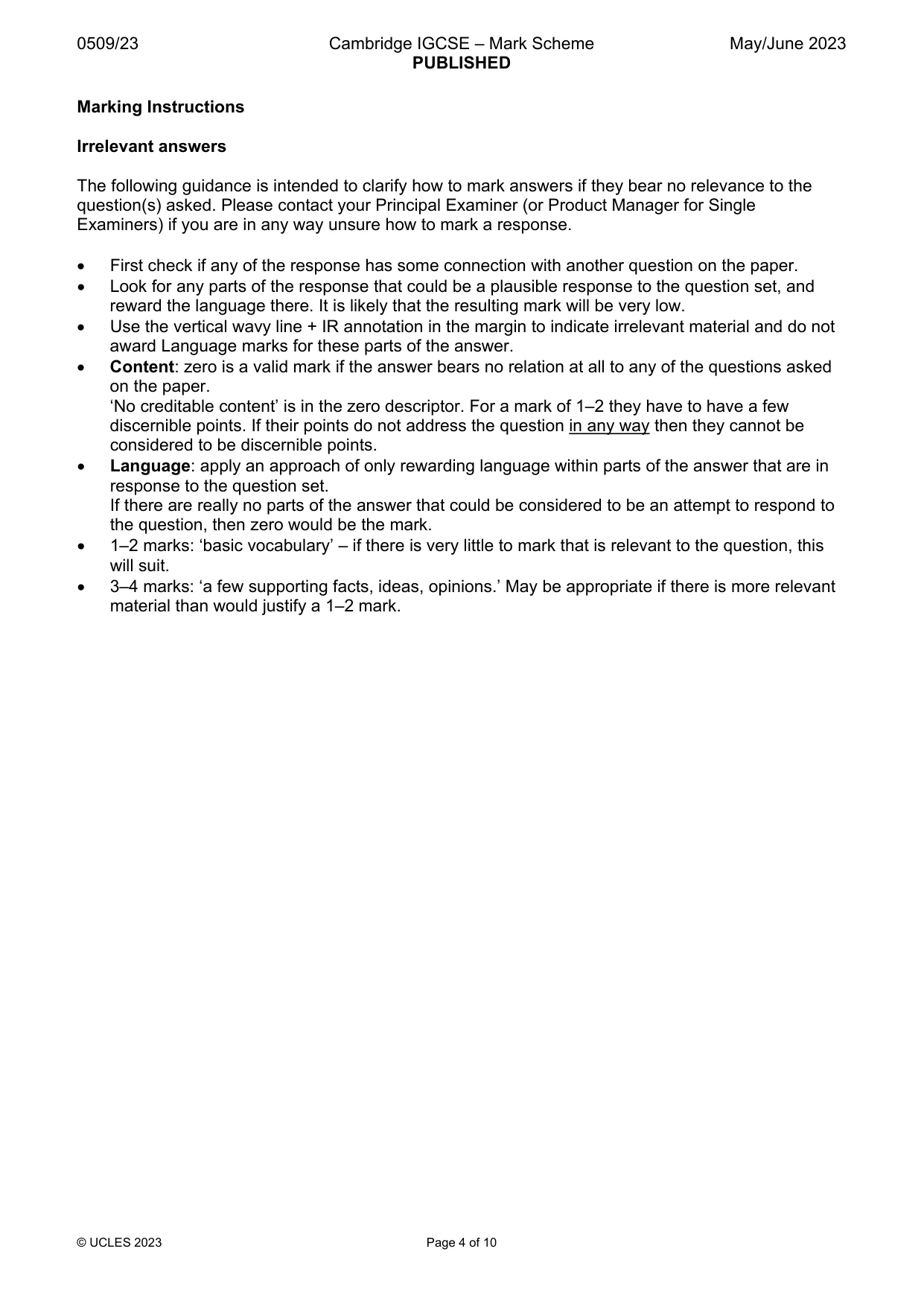 Mark scheme, page 4 of 10