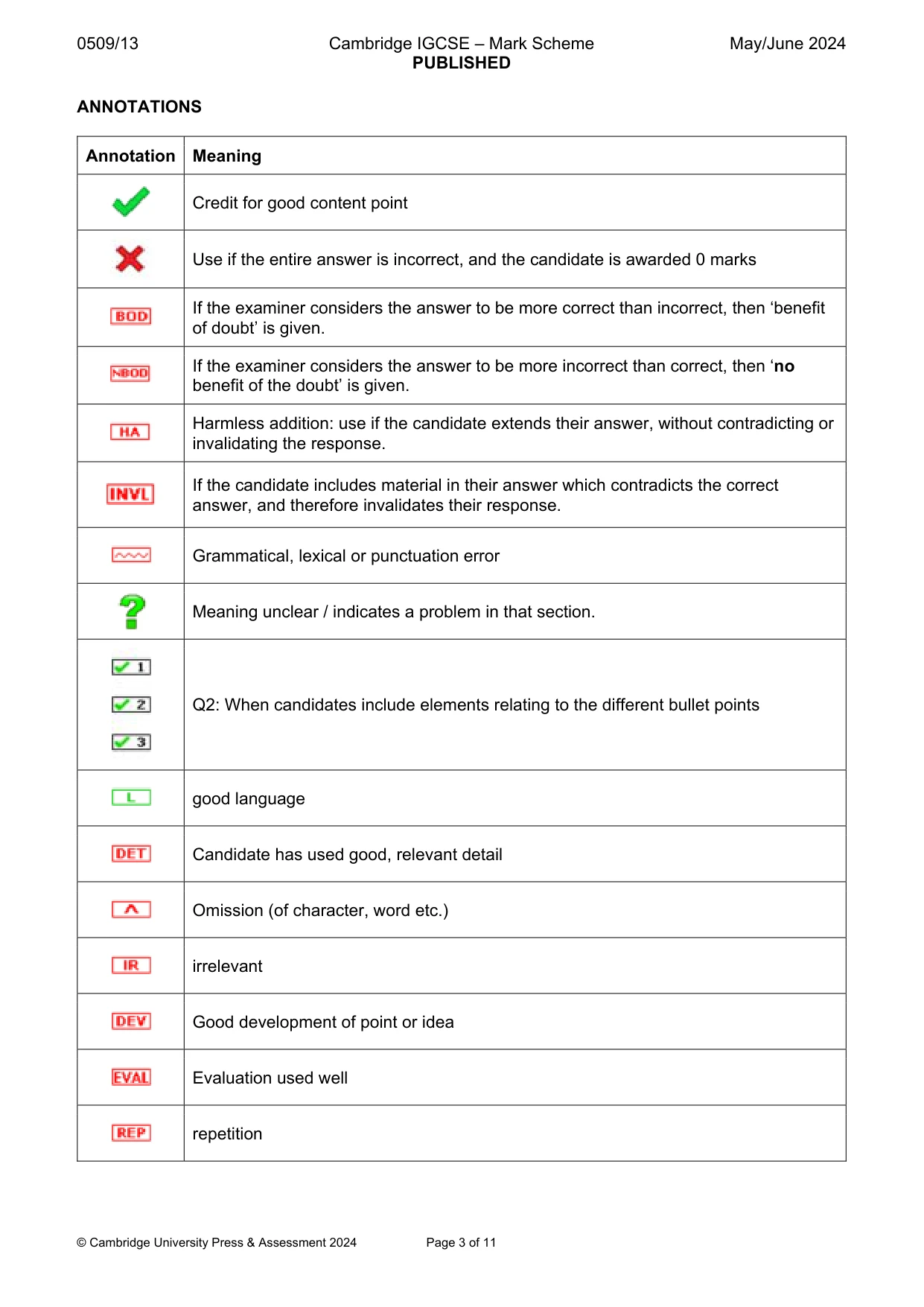 Mark scheme, page 3 of 11