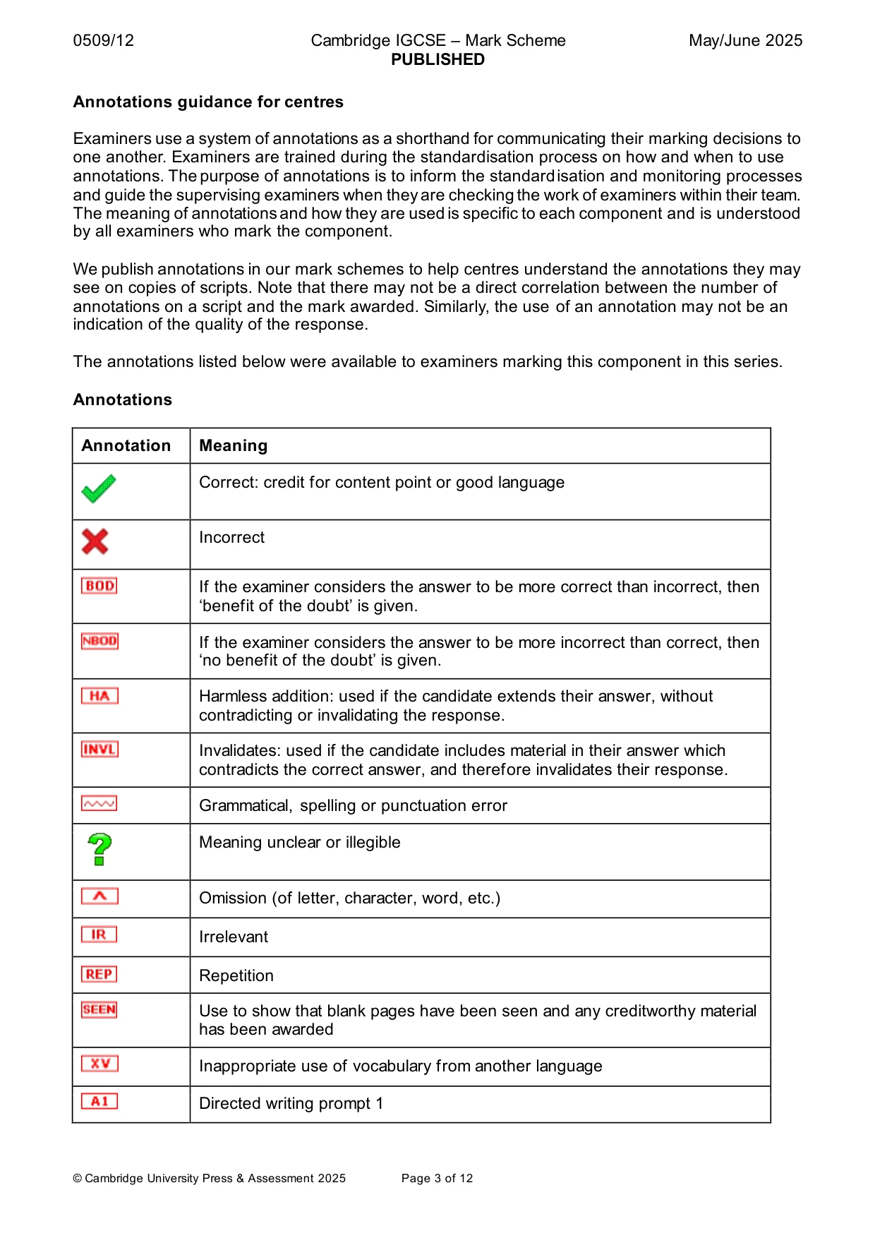 Mark scheme, page 3 of 12