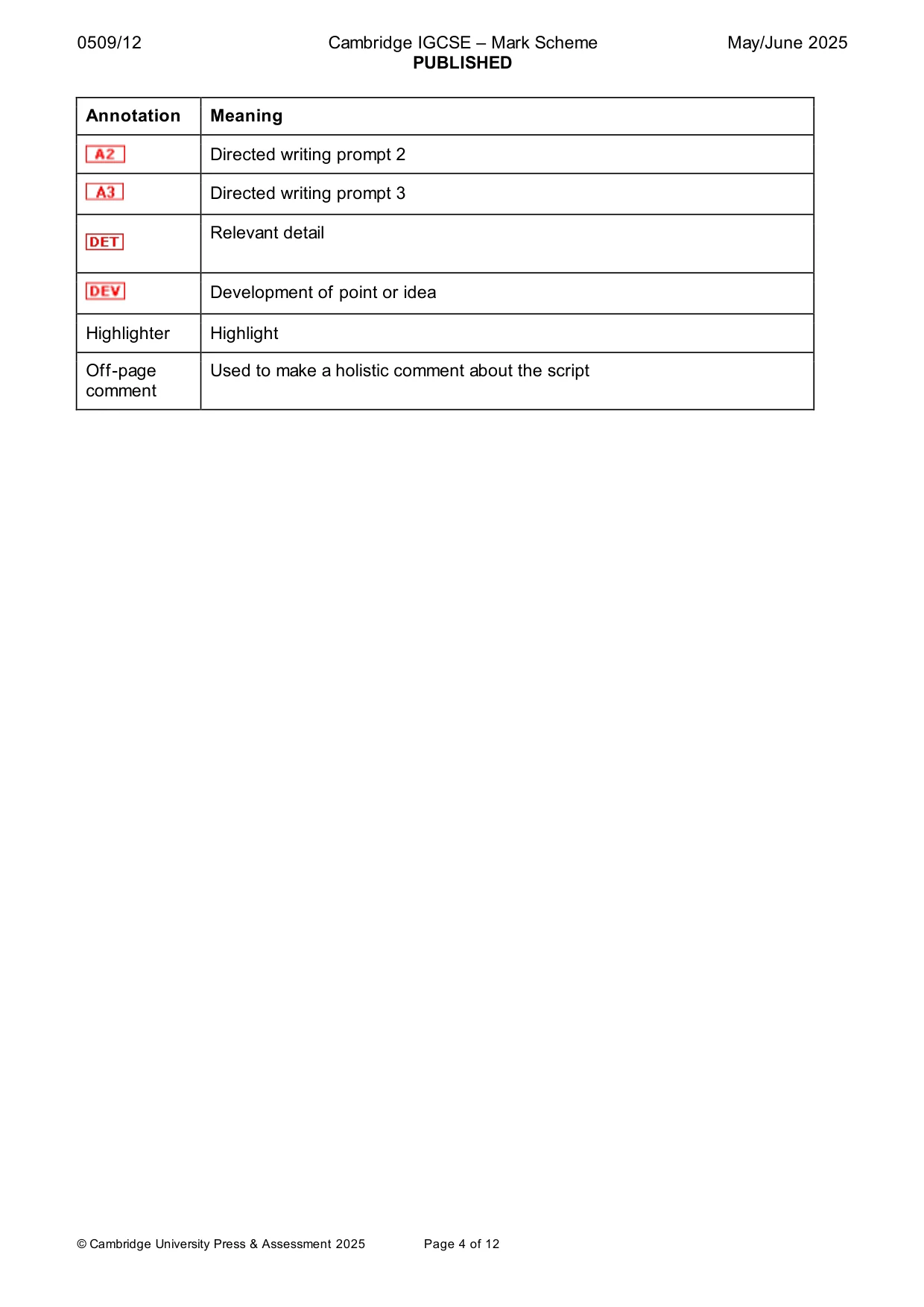 Mark scheme, page 4 of 12