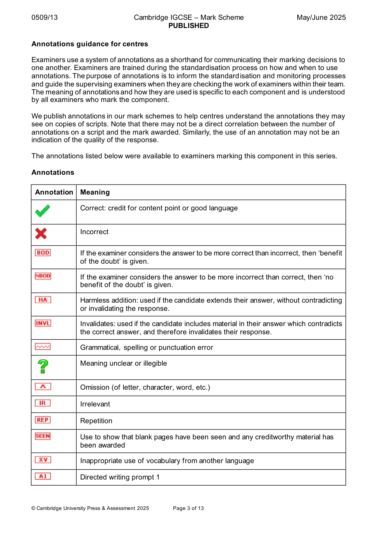 Mark scheme, page 3 of 13