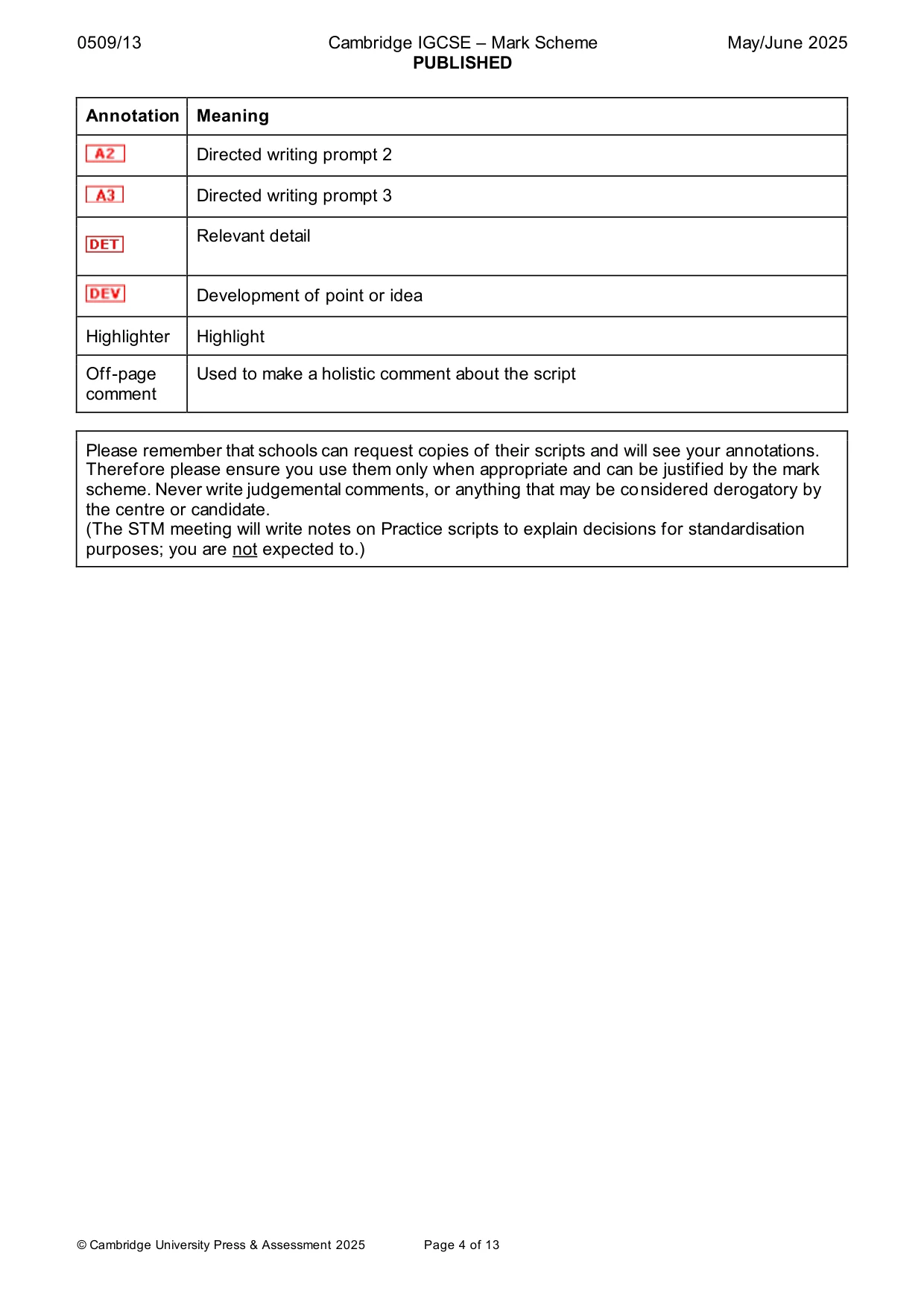 Mark scheme, page 4 of 13