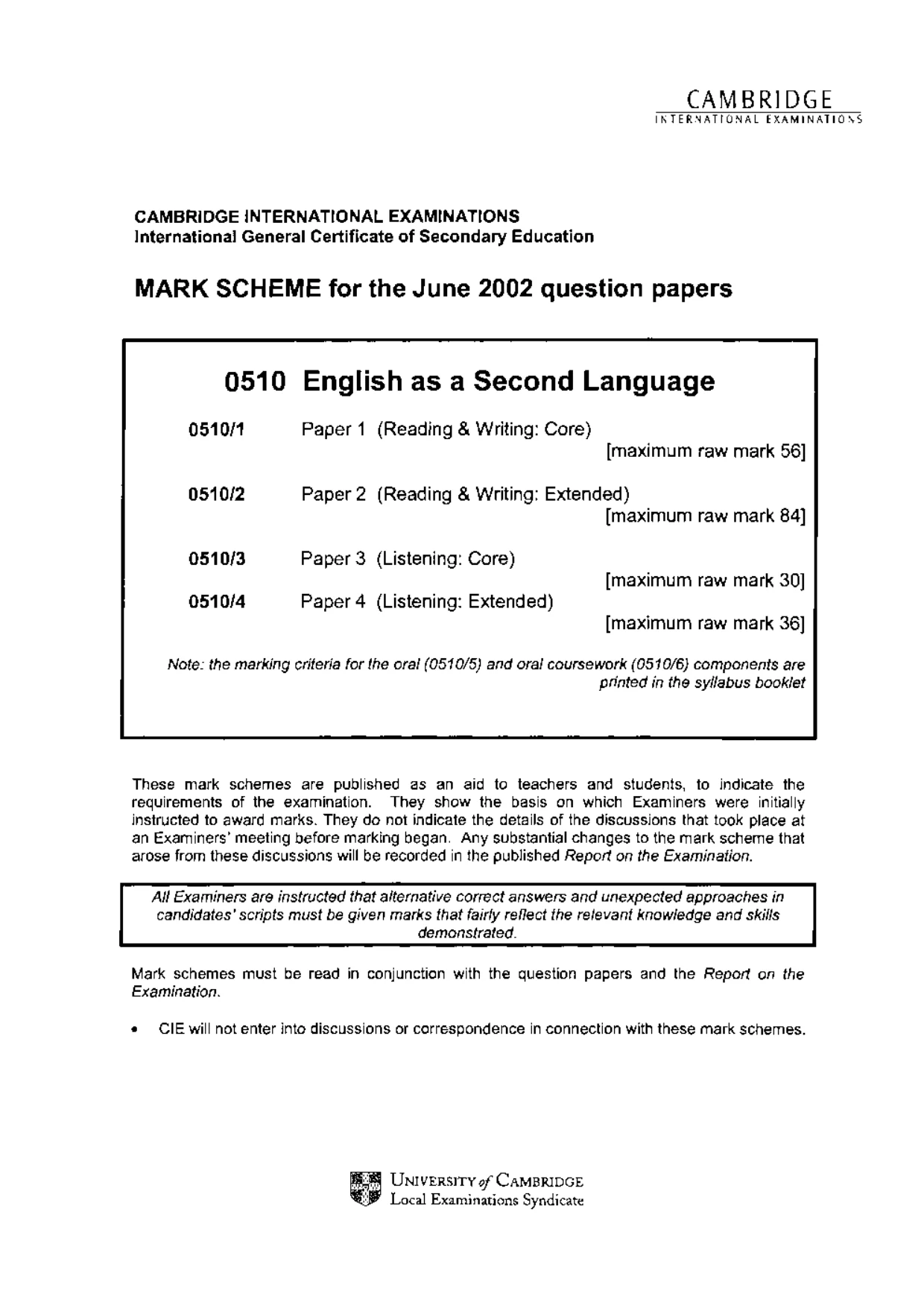 Mark scheme, page 1 of 6