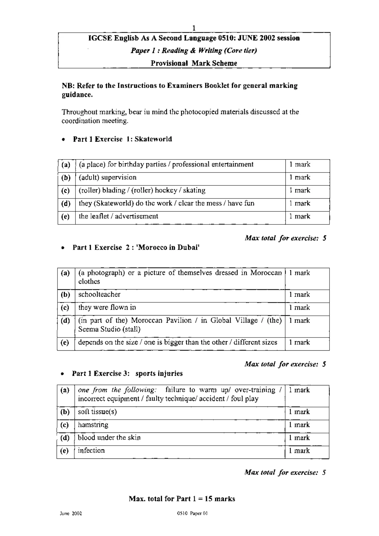 Mark scheme, page 2 of 6