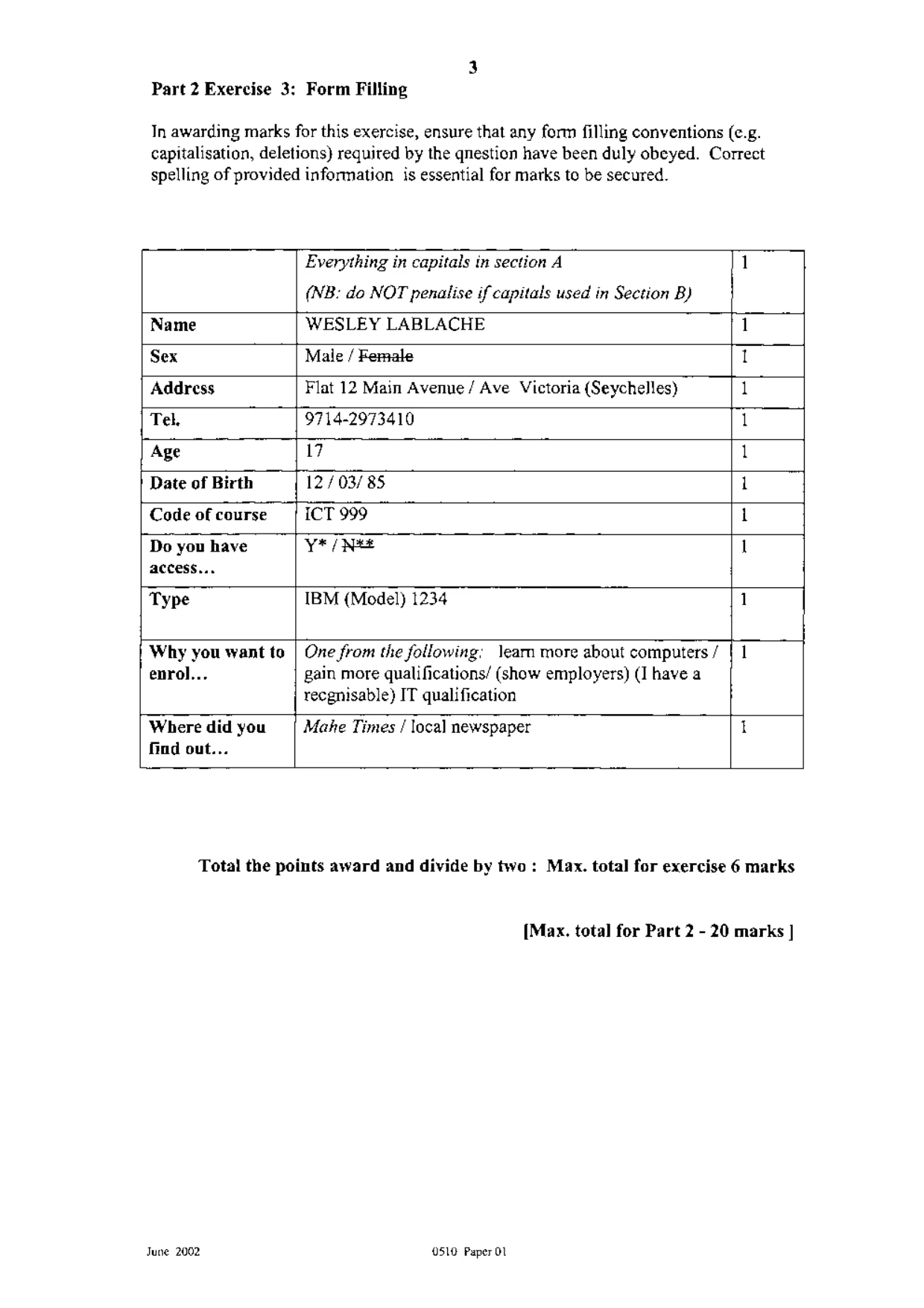 Mark scheme, page 4 of 6