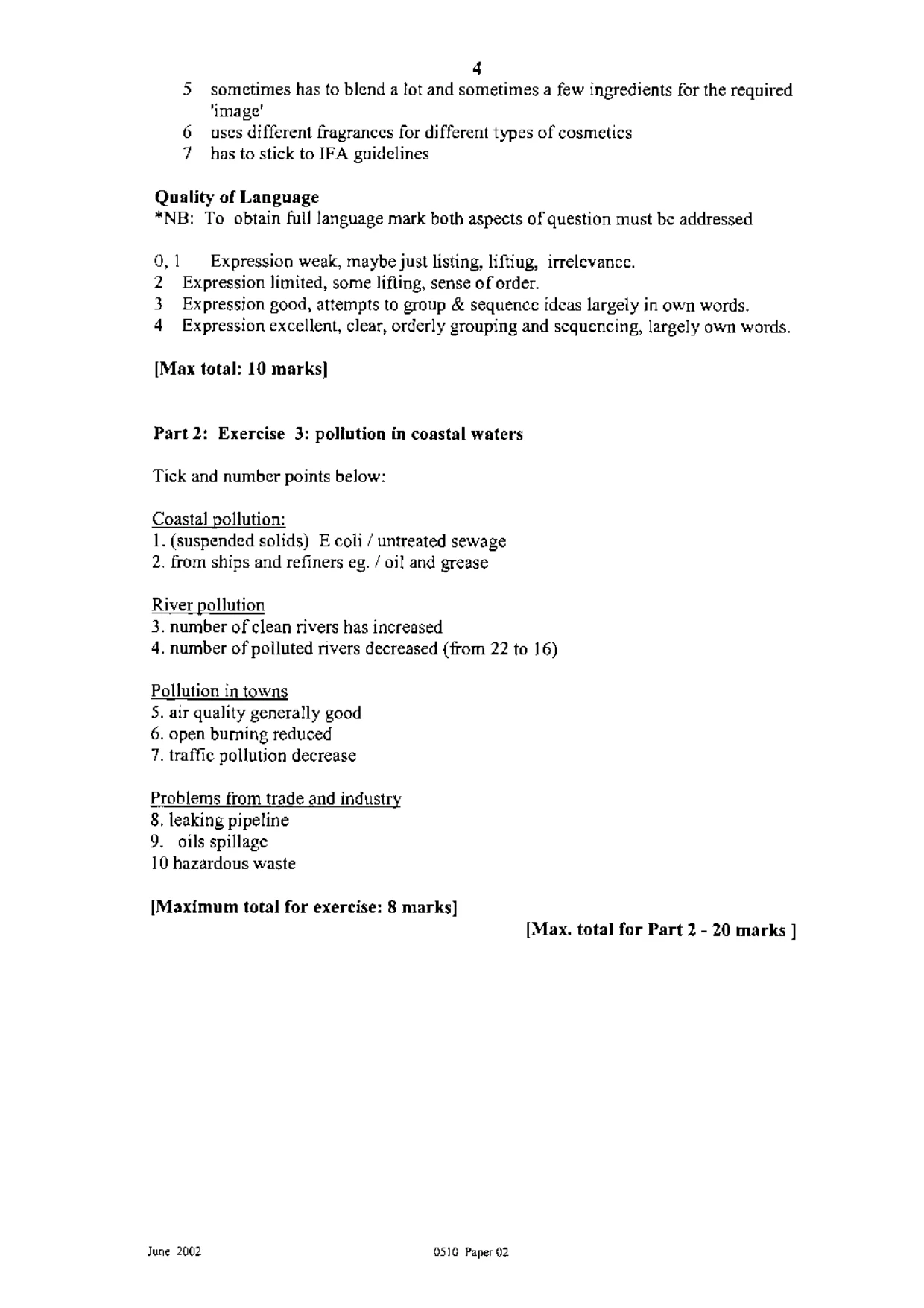 Mark scheme, page 4 of 7