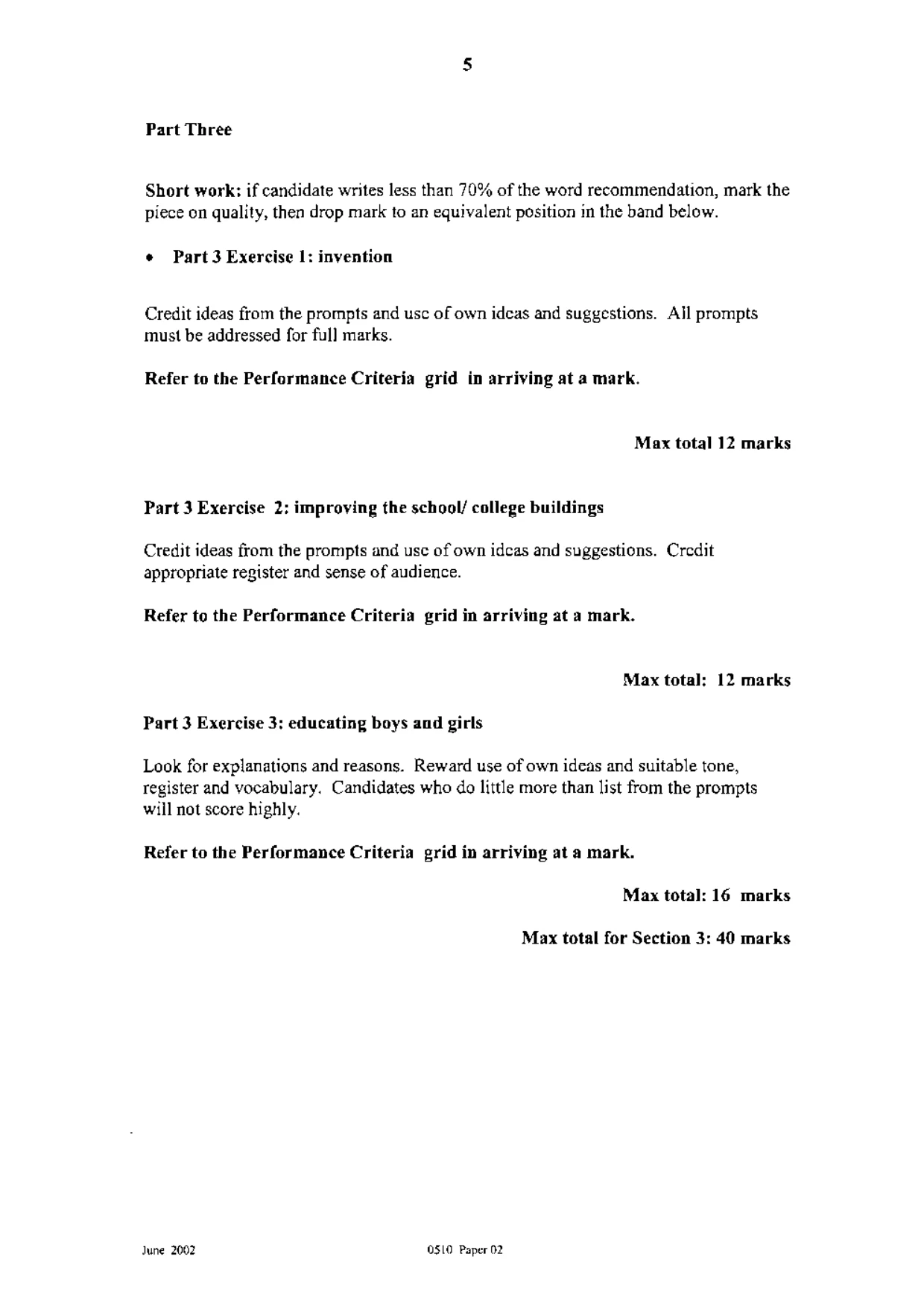 Mark scheme, page 5 of 7