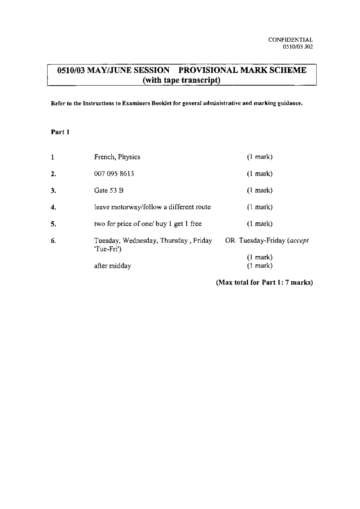 Mark scheme, page 1 of 14