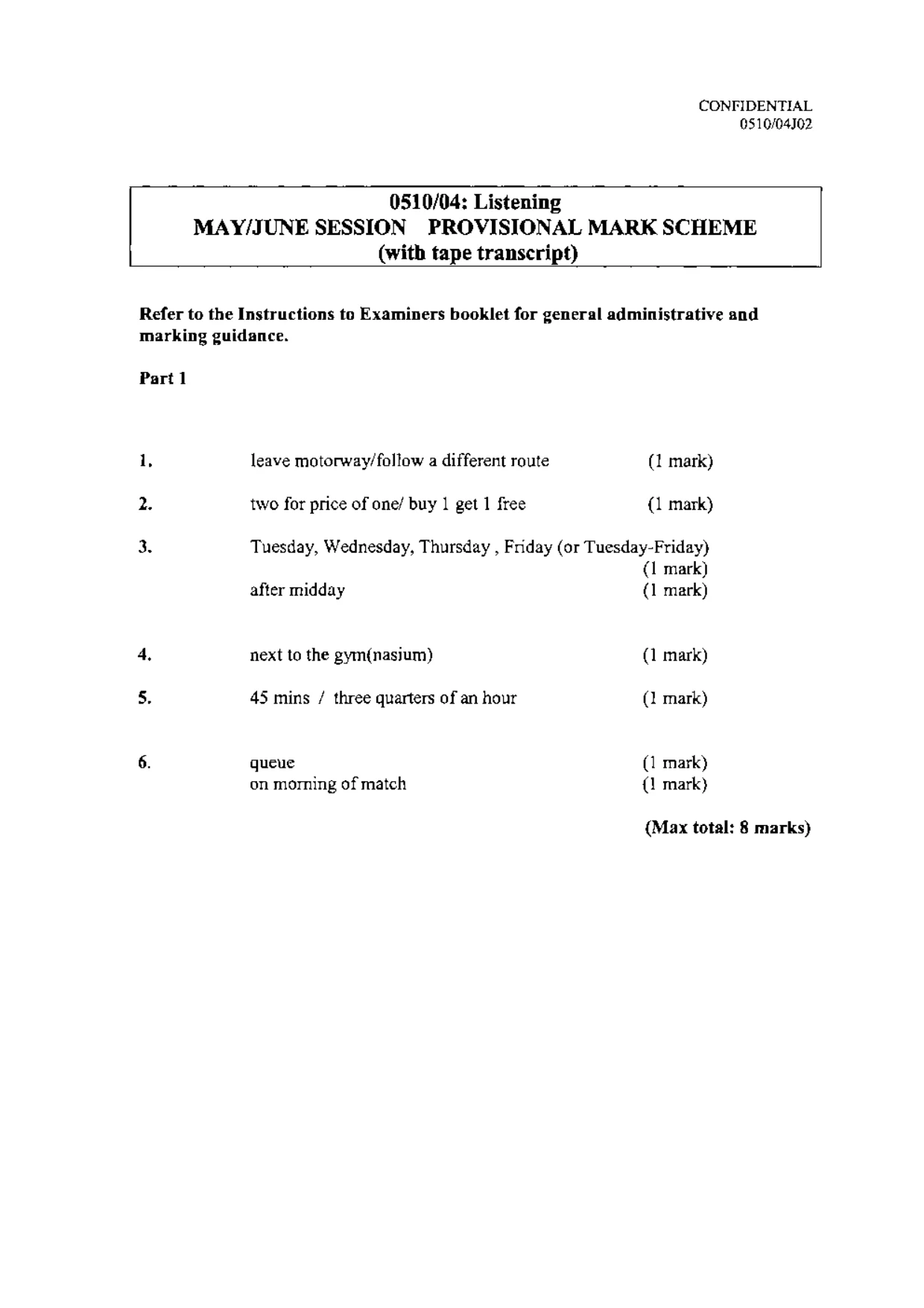 Mark scheme, page 1 of 14
