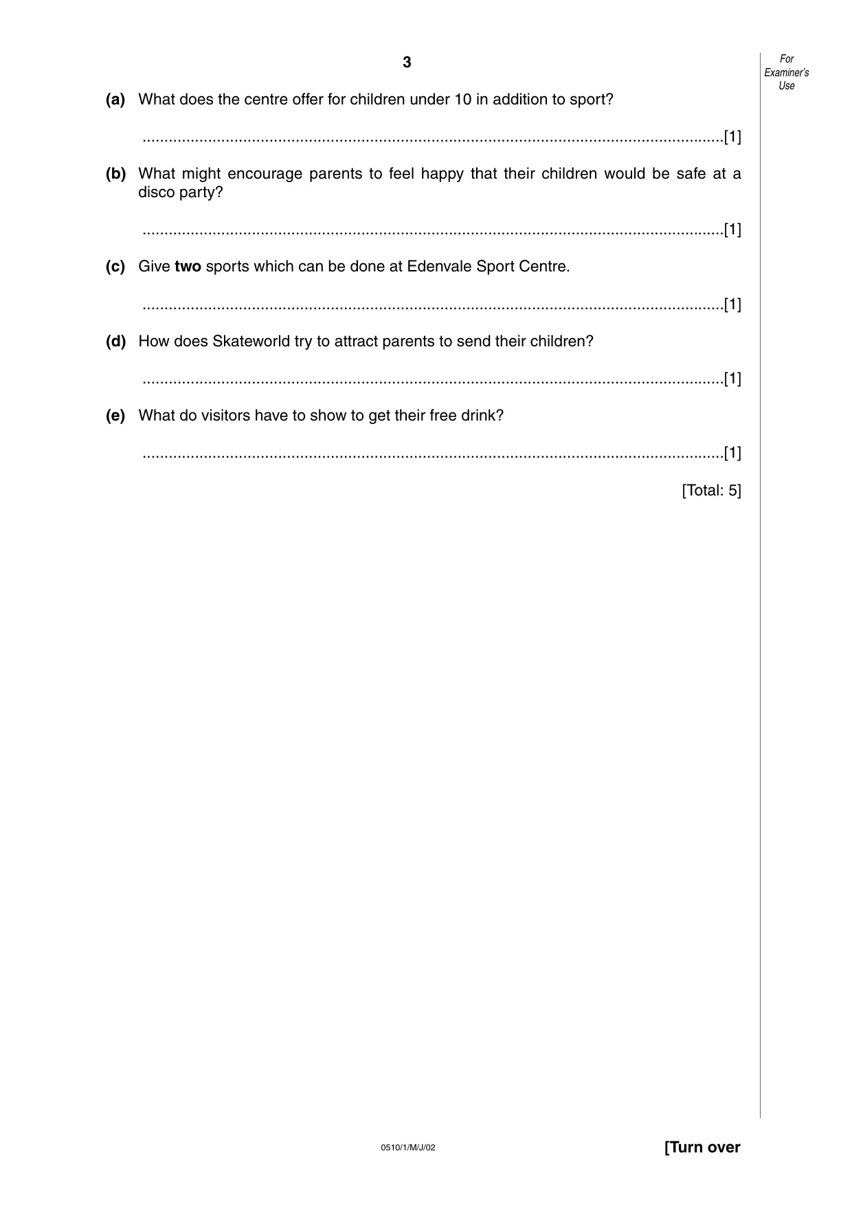 Cambridge IGCSE English - Second Language (oral endorsement) 0510 2002 May/June Paper 1 · Variant 1 question paper, page 3 of 20