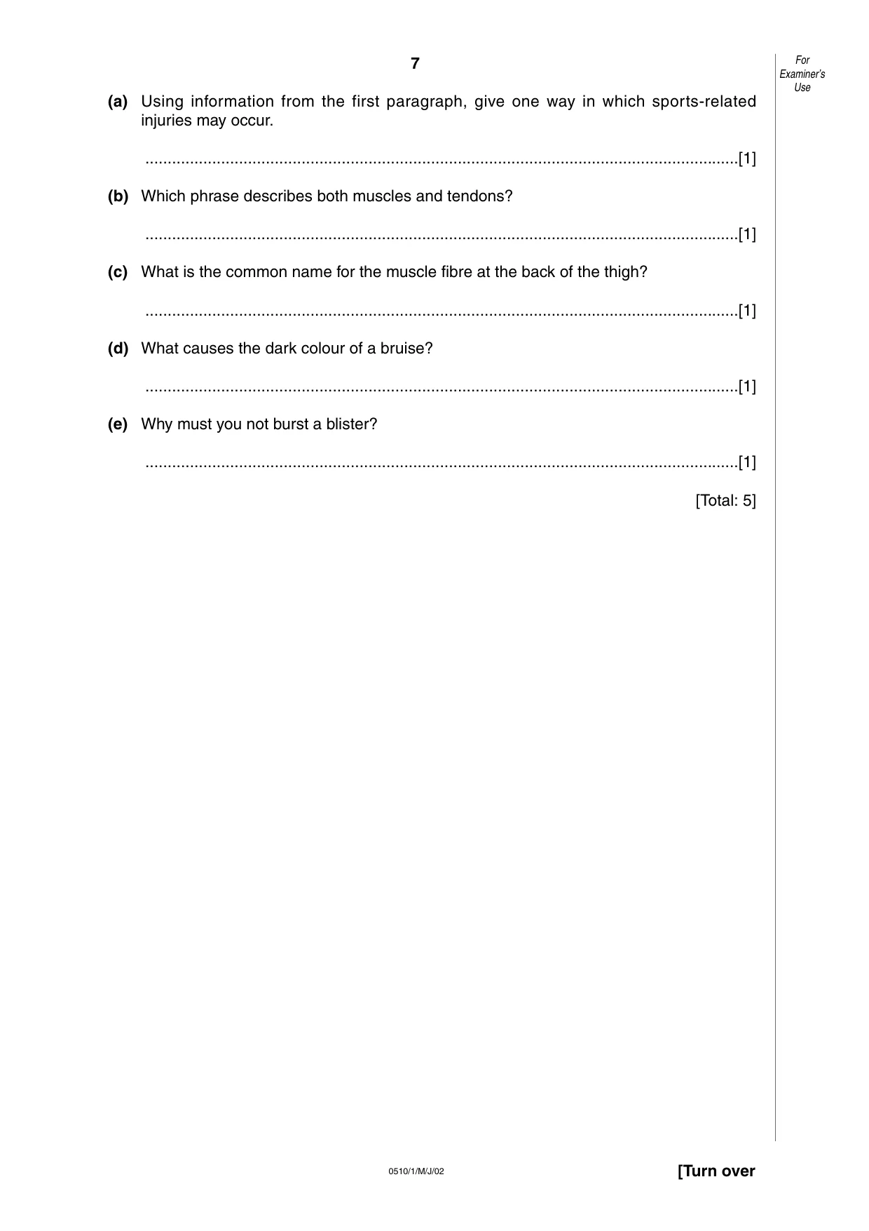 Cambridge IGCSE English - Second Language (oral endorsement) 0510 2002 May/June Paper 1 · Variant 1 question paper, page 7 of 20
