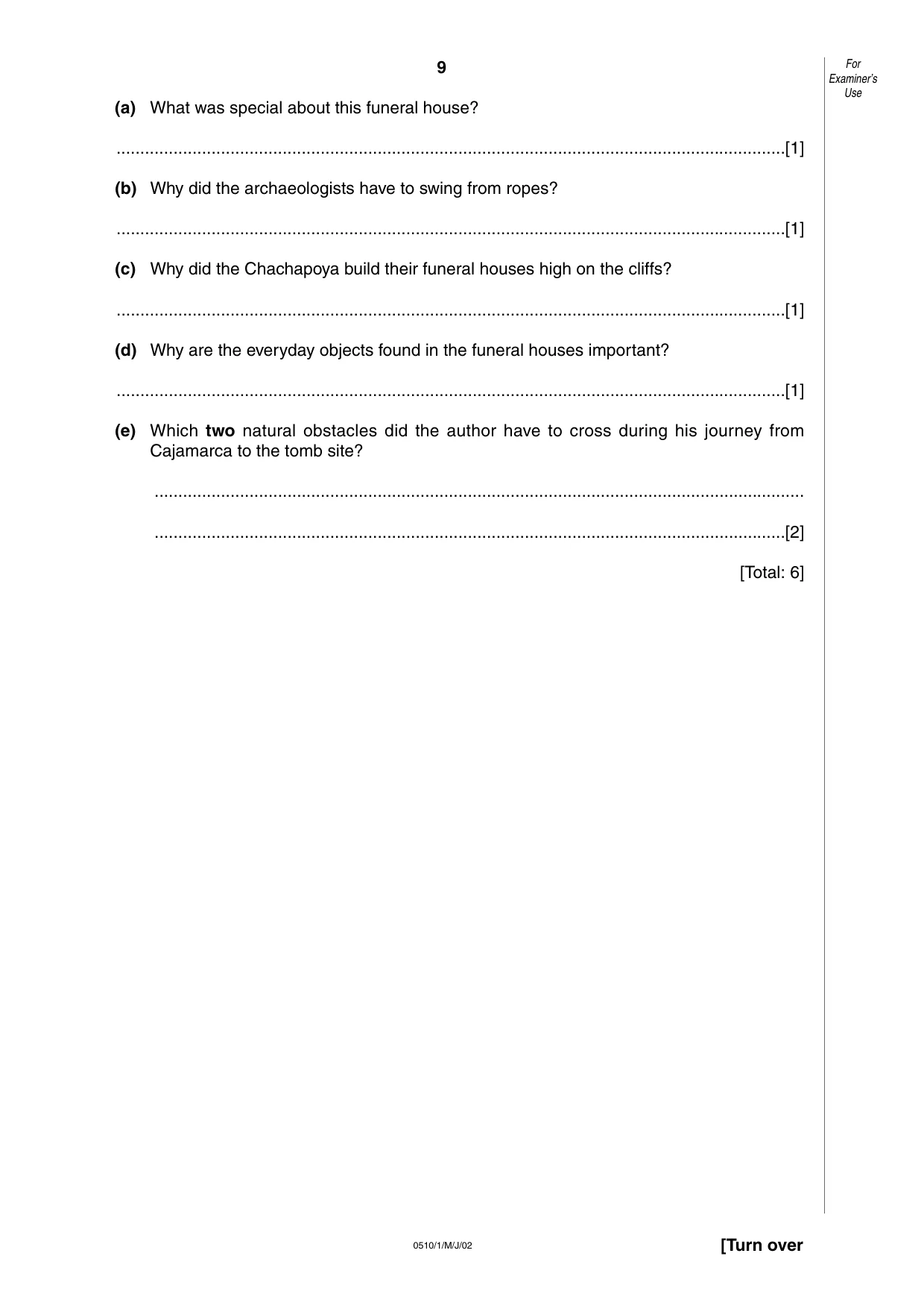 Cambridge IGCSE English - Second Language (oral endorsement) 0510 2002 May/June Paper 1 · Variant 1 question paper, page 9 of 20