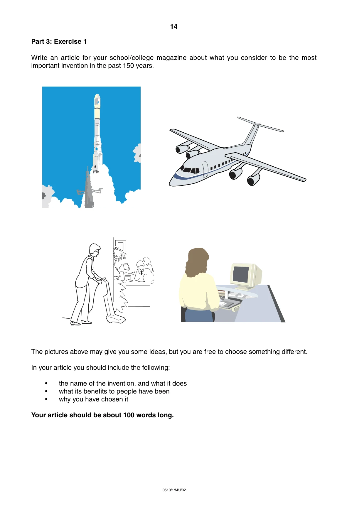 Cambridge IGCSE English - Second Language (oral endorsement) 0510 2002 May/June Paper 1 · Variant 1 question paper, page 14 of 20