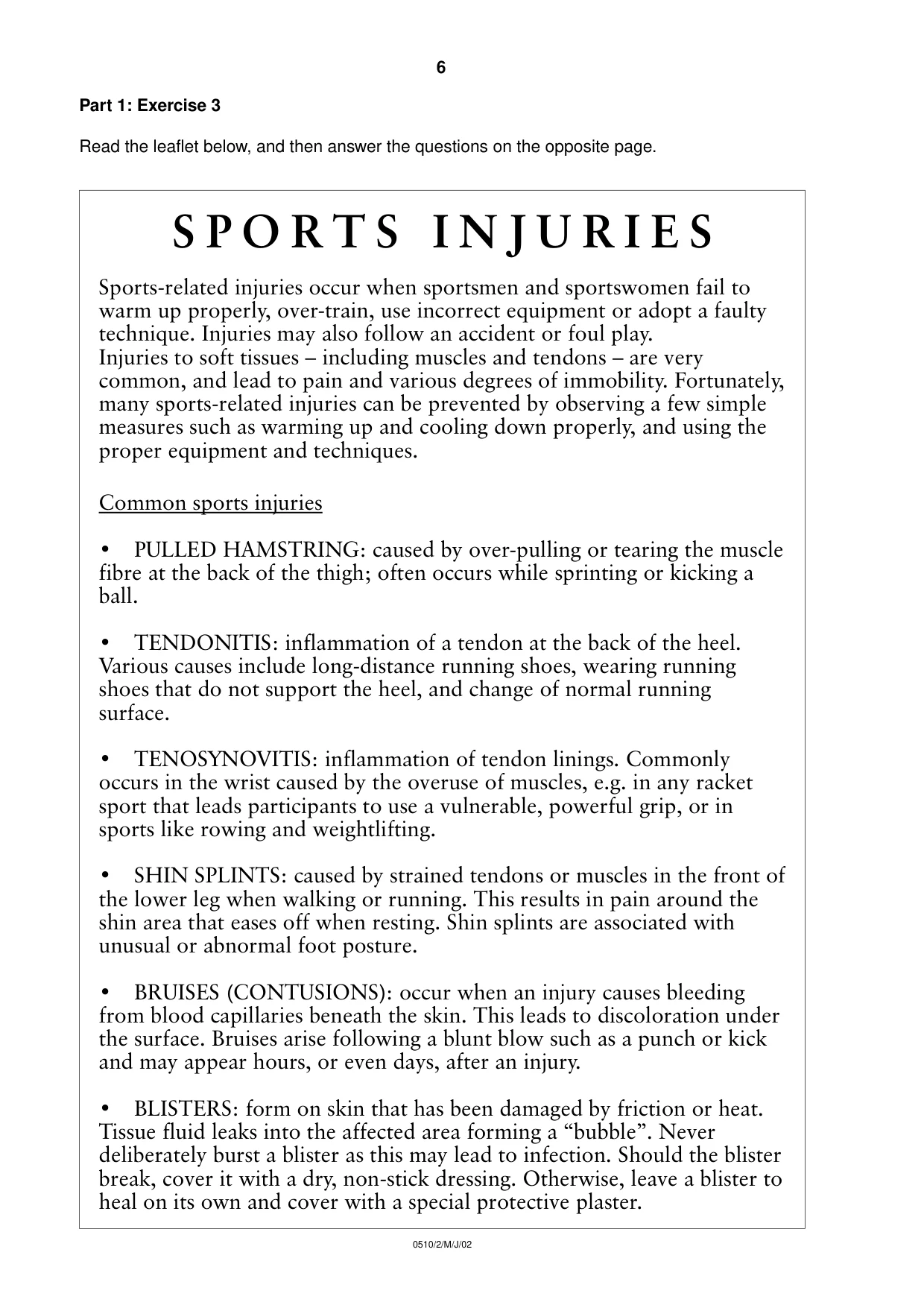 Cambridge IGCSE English - Second Language (oral endorsement) 0510 2002 May/June Paper 2 · Variant 1 question paper, page 6 of 20