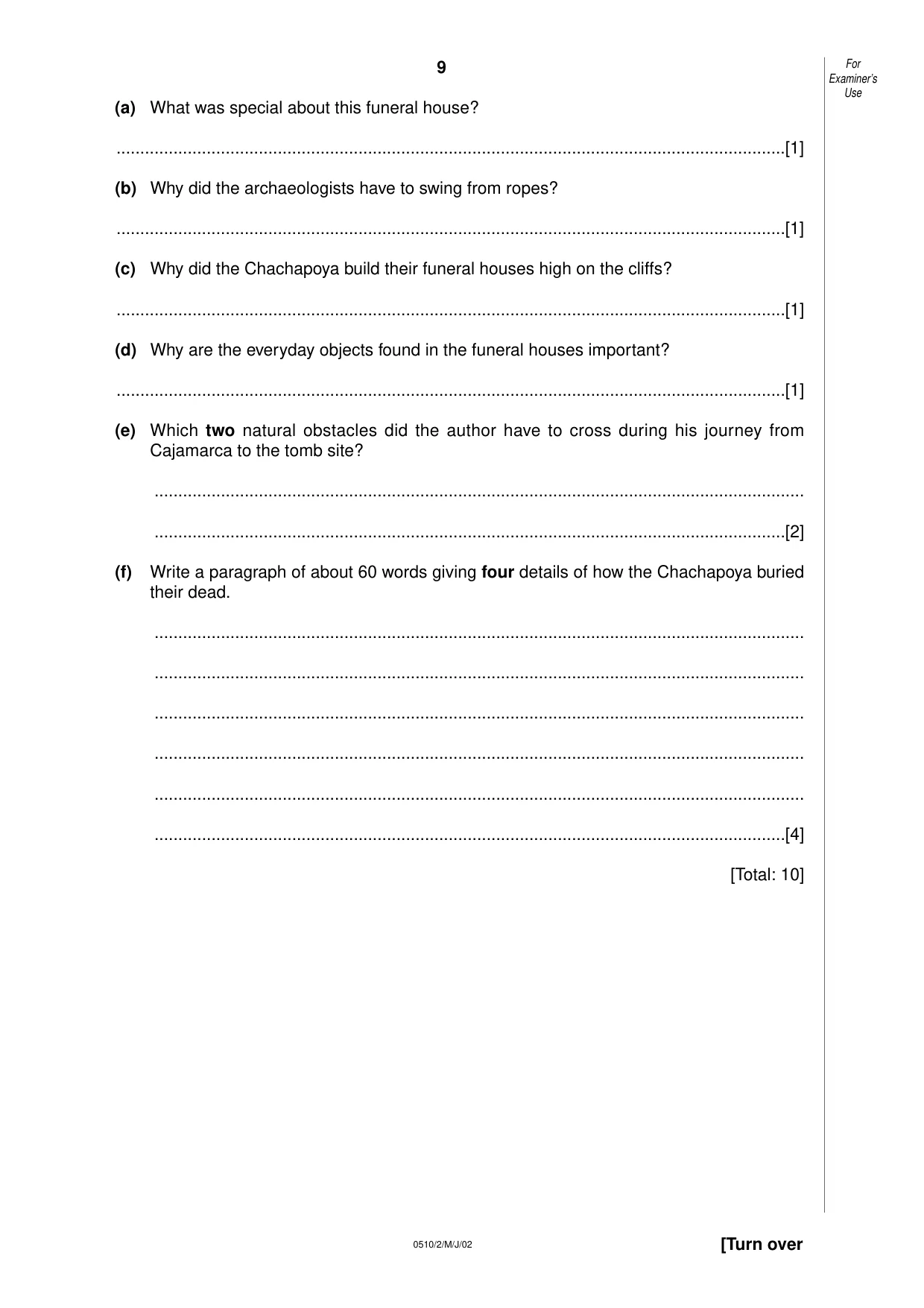 Cambridge IGCSE English - Second Language (oral endorsement) 0510 2002 May/June Paper 2 · Variant 1 question paper, page 9 of 20