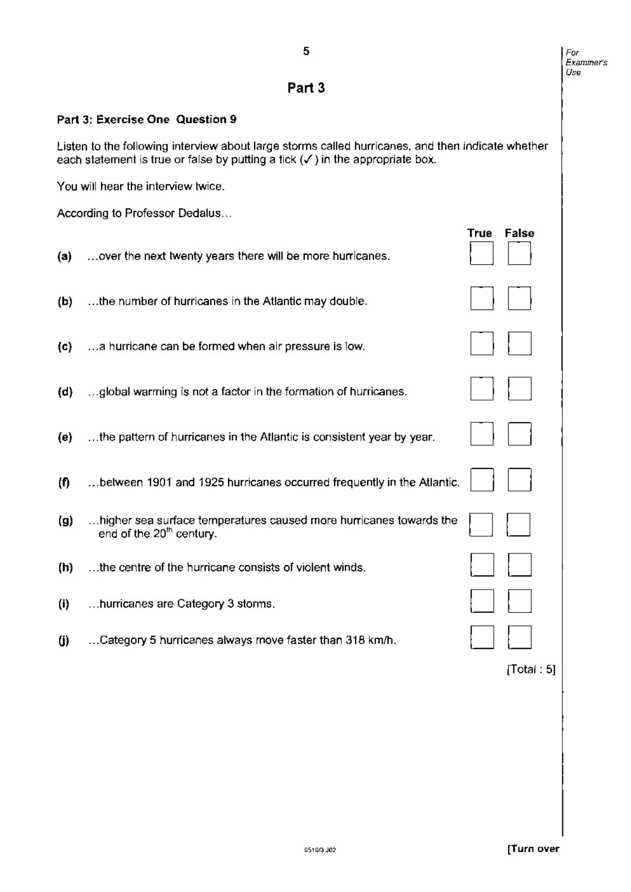 Cambridge IGCSE English - Second Language (oral endorsement) 0510 2002 May/June Paper 3 · Variant 1 question paper, page 5 of 8