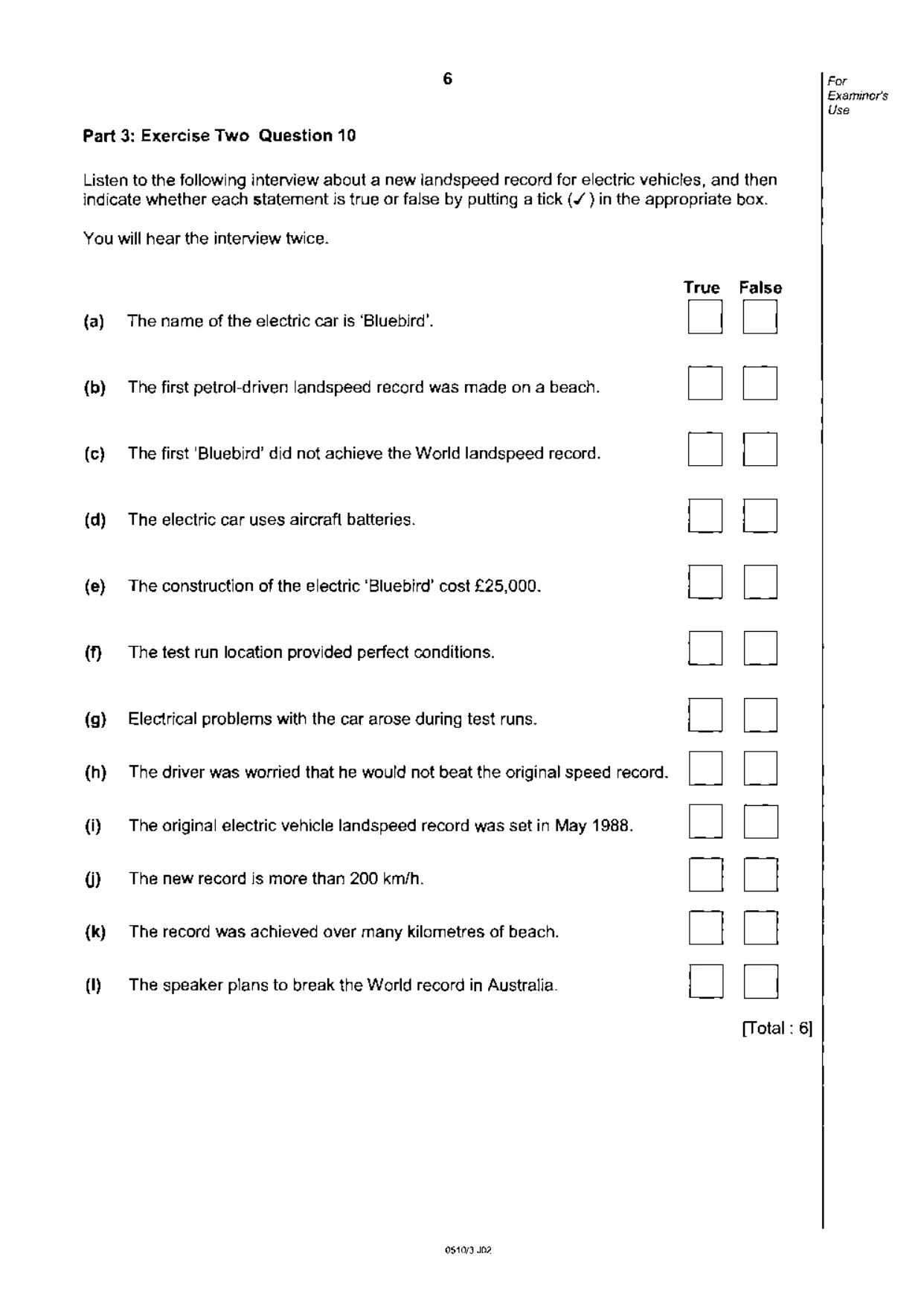 Cambridge IGCSE English - Second Language (oral endorsement) 0510 2002 May/June Paper 3 · Variant 1 question paper, page 6 of 8