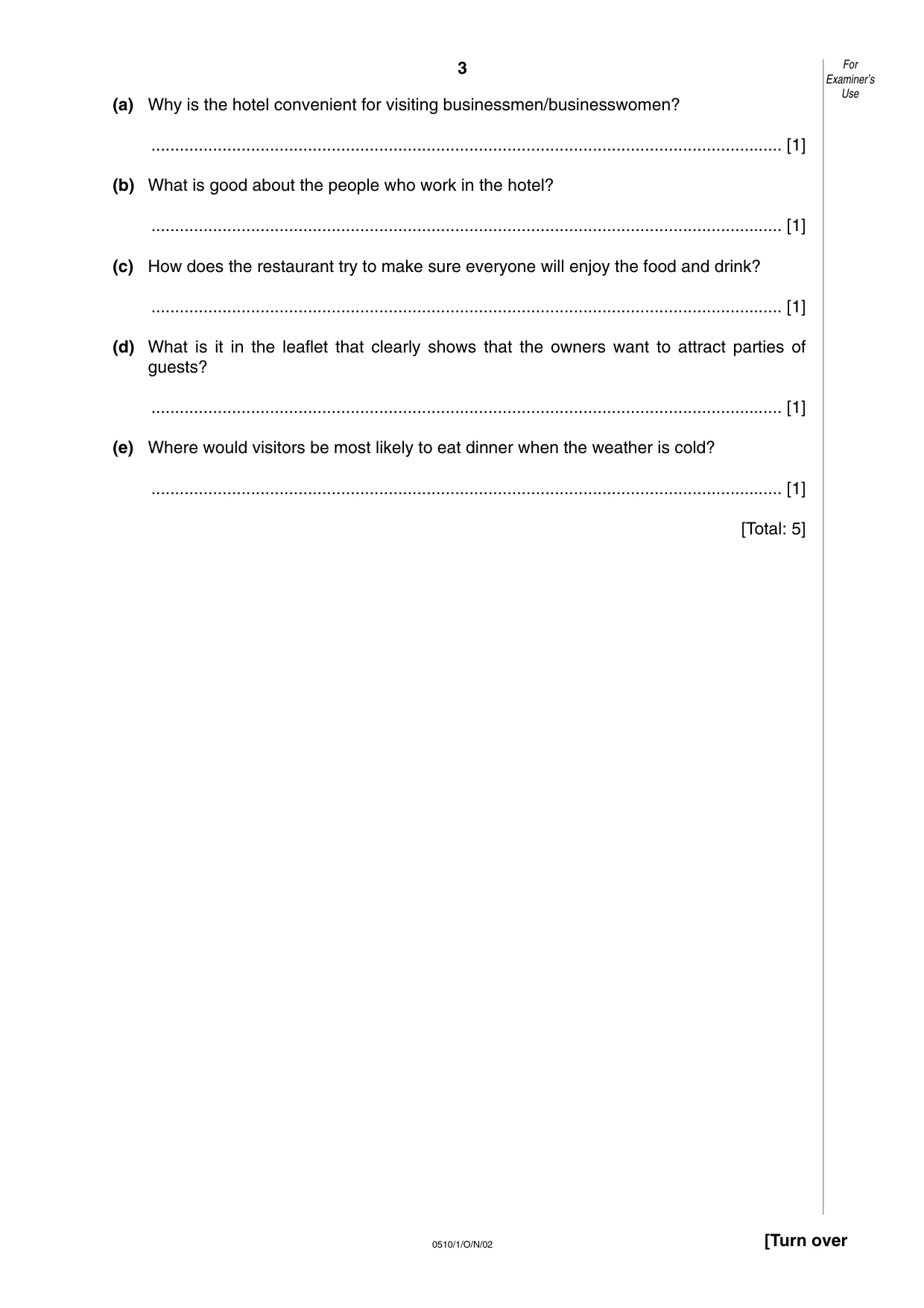 Cambridge IGCSE English - Second Language (oral endorsement) 0510 2002 Oct/Nov Paper 1 · Variant 1 question paper, page 3 of 20