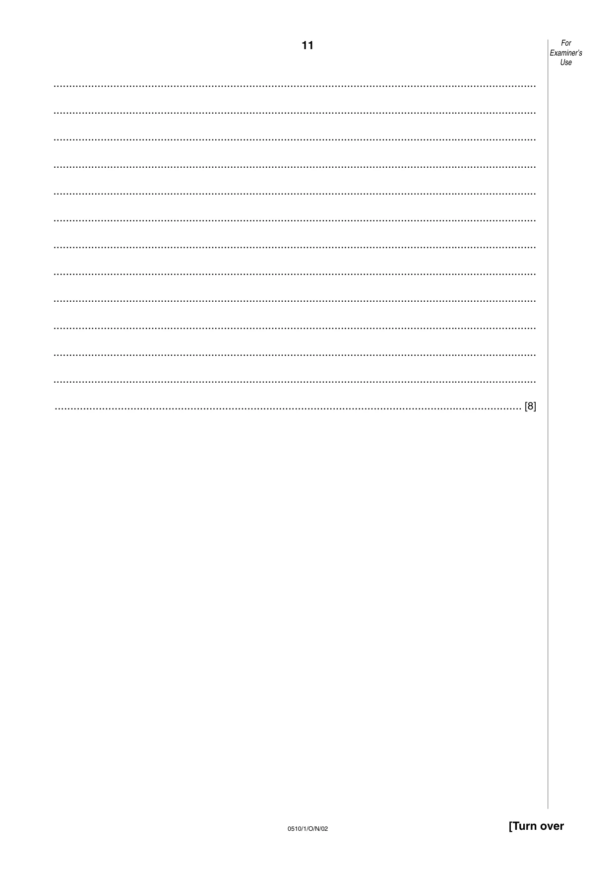 Cambridge IGCSE English - Second Language (oral endorsement) 0510 2002 Oct/Nov Paper 1 · Variant 1 question paper, page 11 of 20