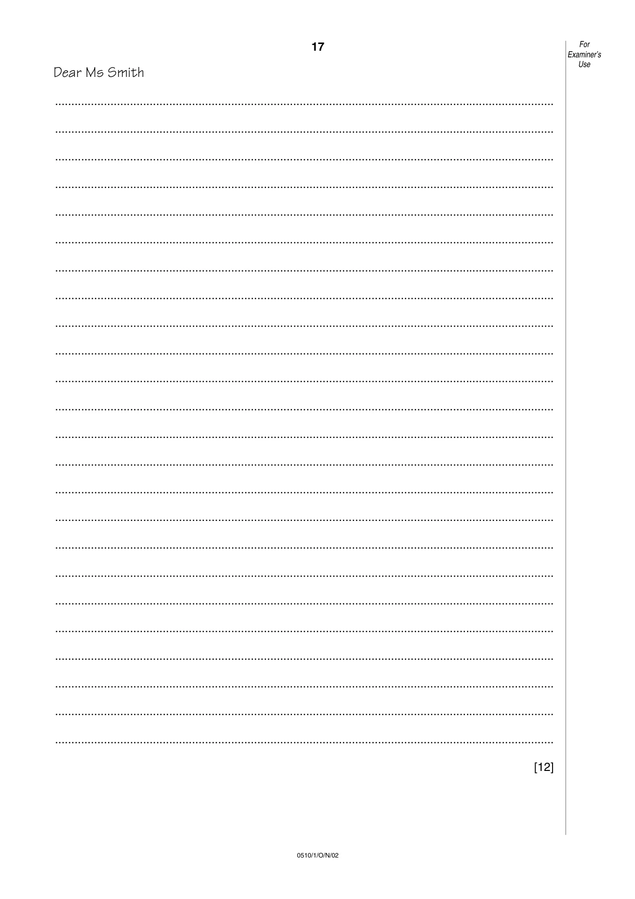 Cambridge IGCSE English - Second Language (oral endorsement) 0510 2002 Oct/Nov Paper 1 · Variant 1 question paper, page 17 of 20