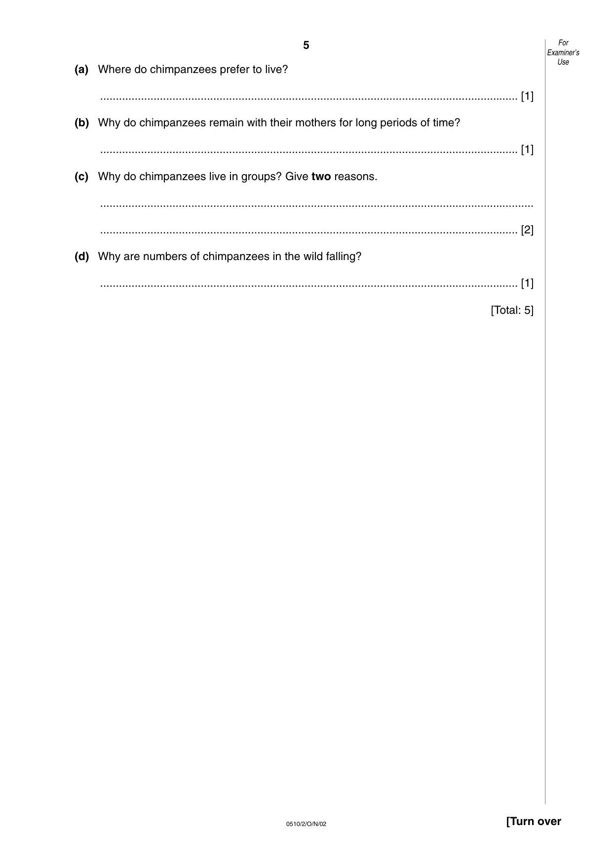 Cambridge IGCSE English - Second Language (oral endorsement) 0510 2002 Oct/Nov Paper 2 · Variant 1 question paper, page 5 of 20
