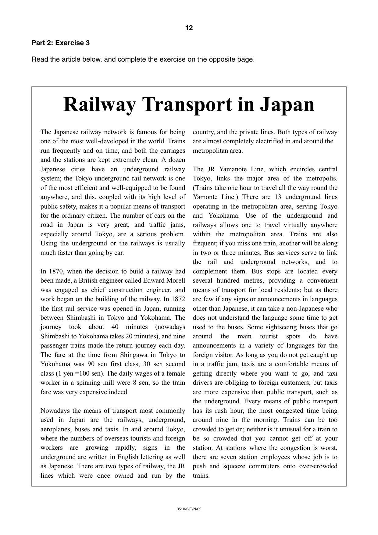 Cambridge IGCSE English - Second Language (oral endorsement) 0510 2002 Oct/Nov Paper 2 · Variant 1 question paper, page 12 of 20