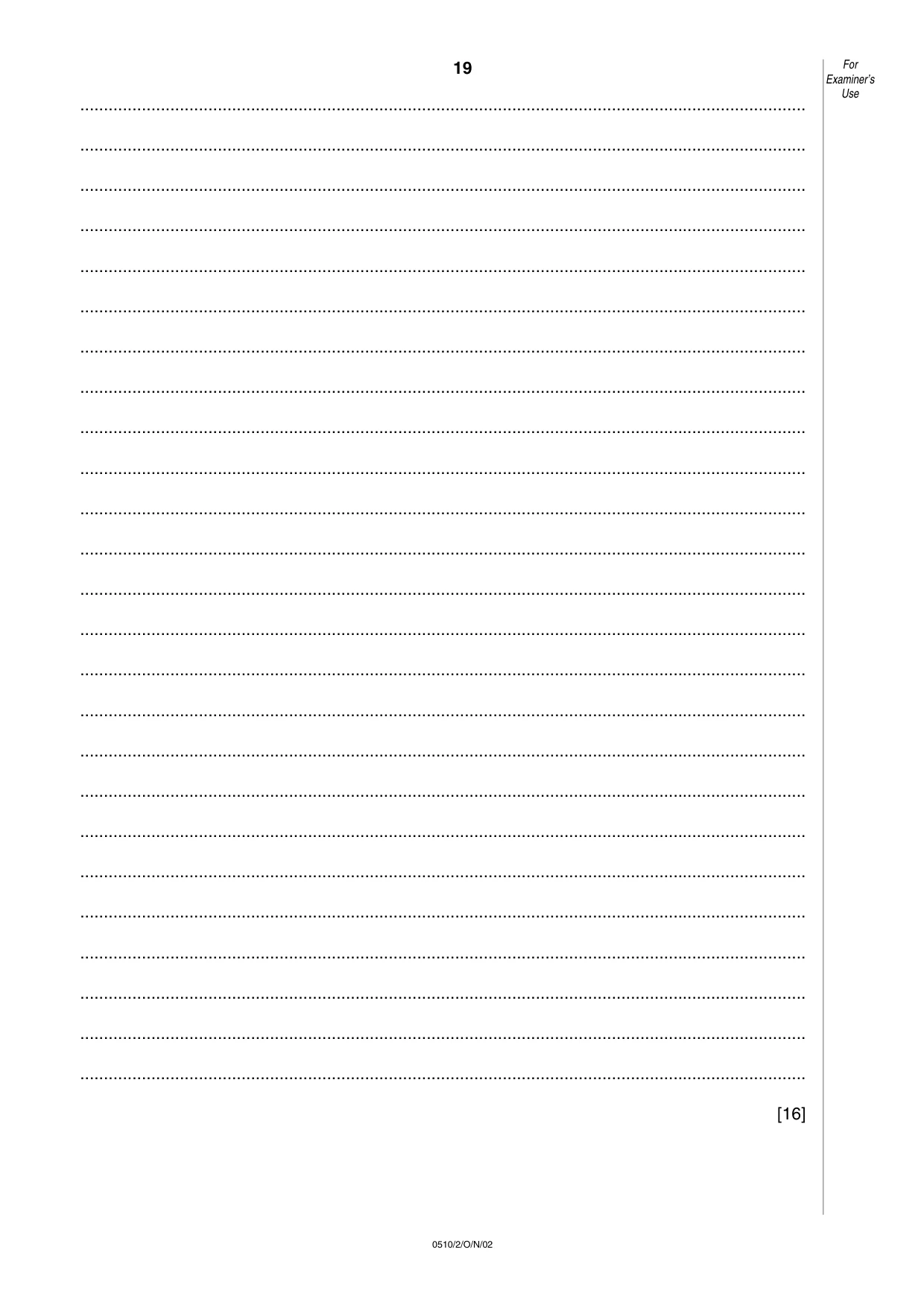 Cambridge IGCSE English - Second Language (oral endorsement) 0510 2002 Oct/Nov Paper 2 · Variant 1 question paper, page 19 of 20