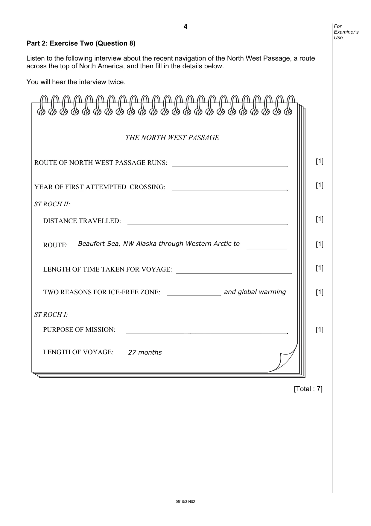 Cambridge IGCSE English - Second Language (oral endorsement) 0510 2002 Oct/Nov Paper 3 · Variant 1 question paper, page 4 of 8
