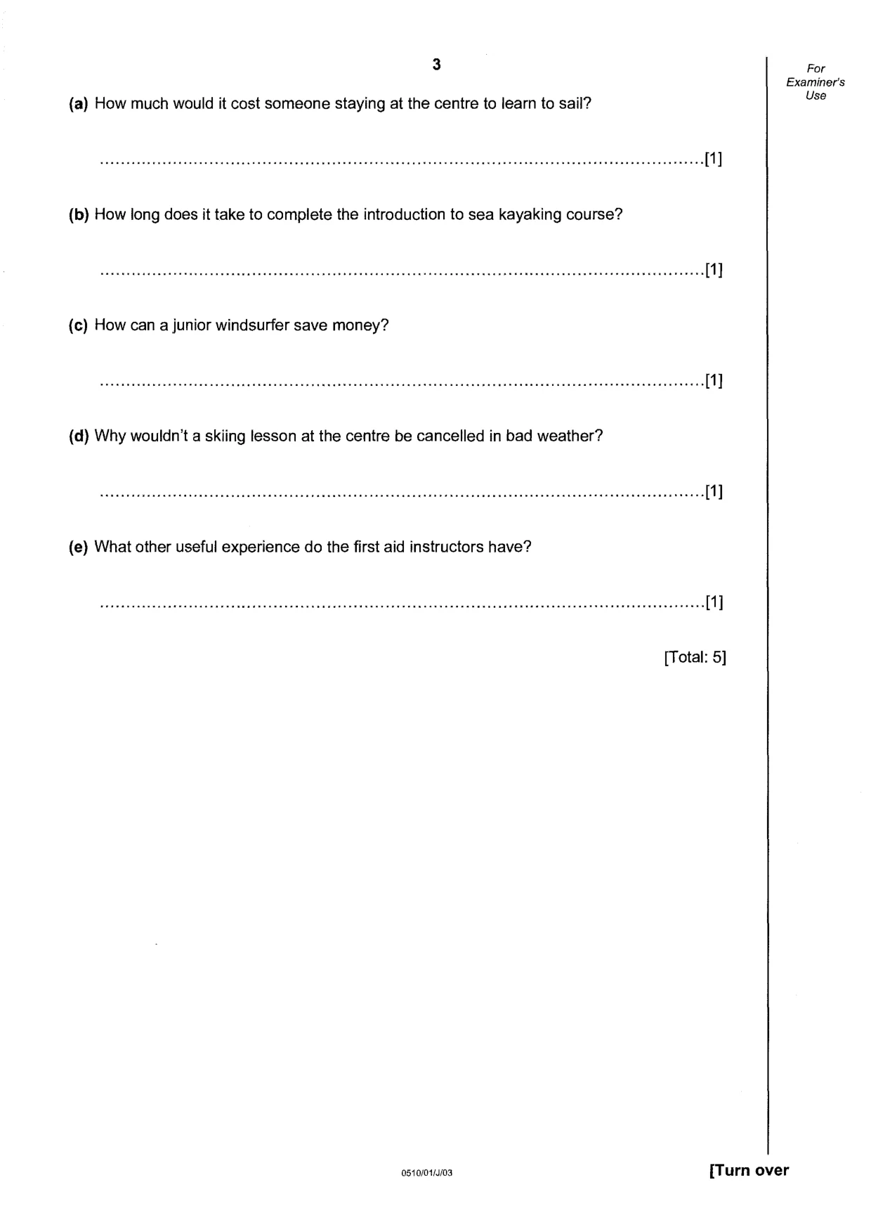 Cambridge IGCSE English - Second Language (oral endorsement) 0510 2003 May/June Paper 1 · Variant 1 question paper, page 3 of 20