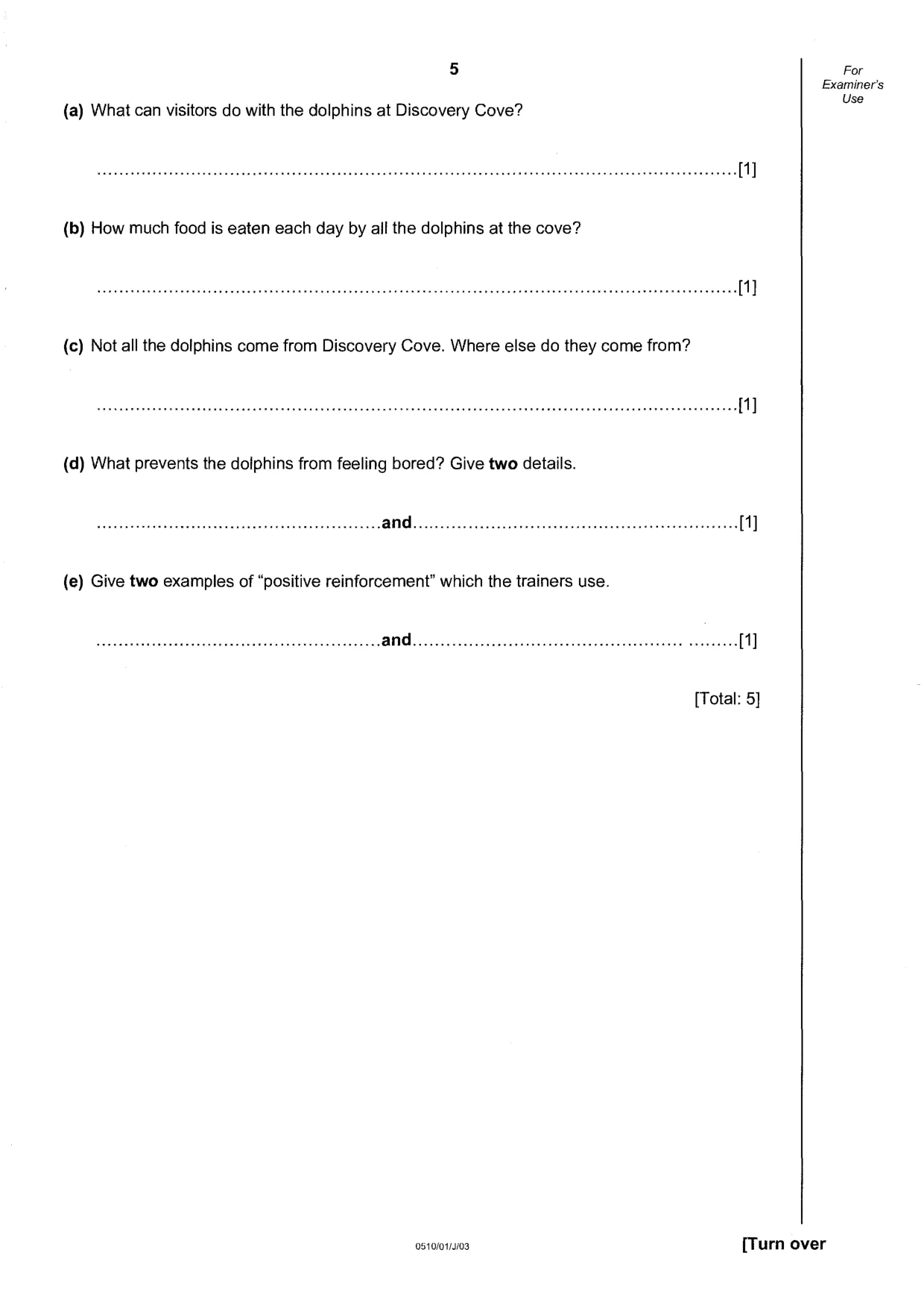 Cambridge IGCSE English - Second Language (oral endorsement) 0510 2003 May/June Paper 1 · Variant 1 question paper, page 5 of 20