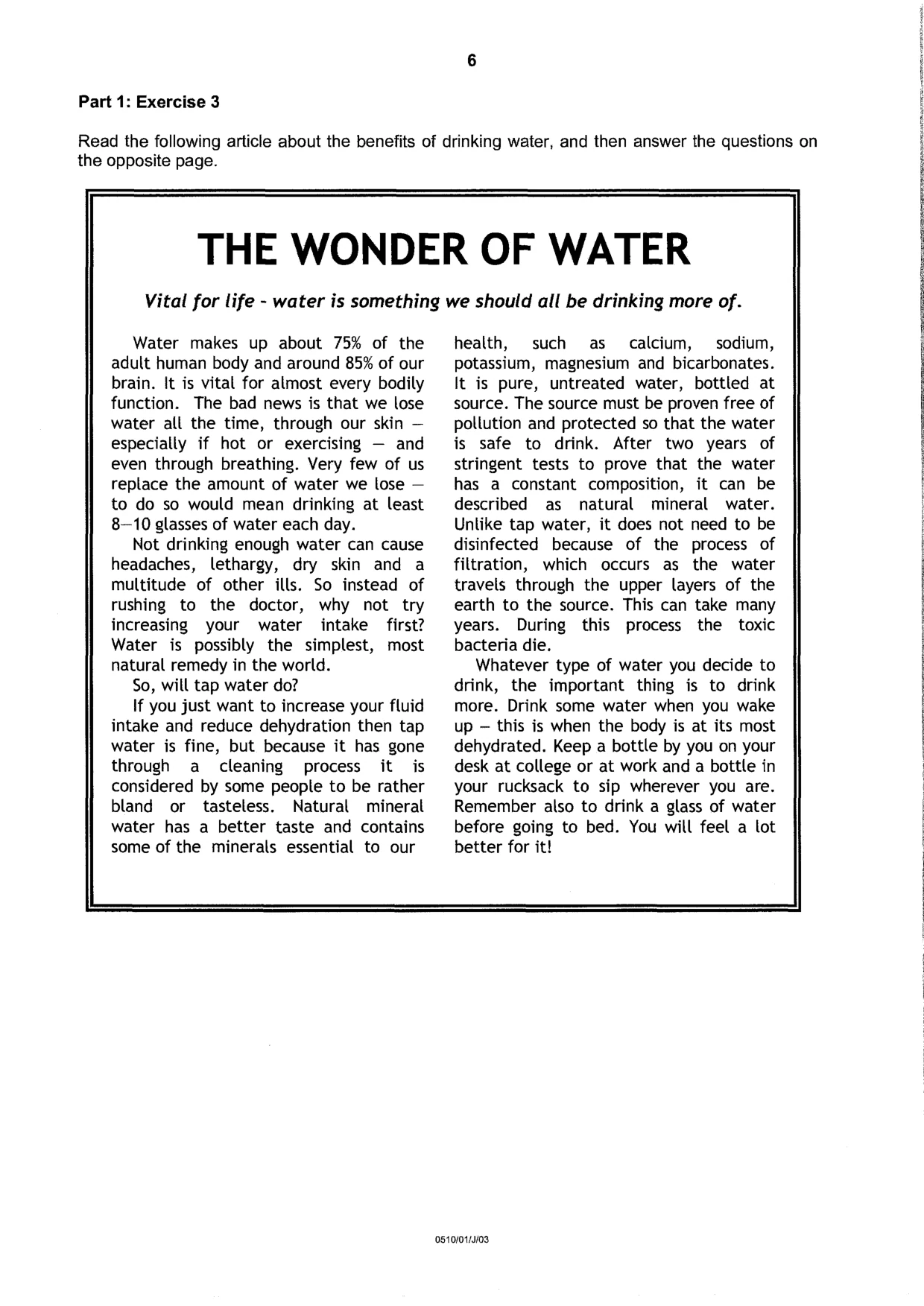 Cambridge IGCSE English - Second Language (oral endorsement) 0510 2003 May/June Paper 1 · Variant 1 question paper, page 6 of 20