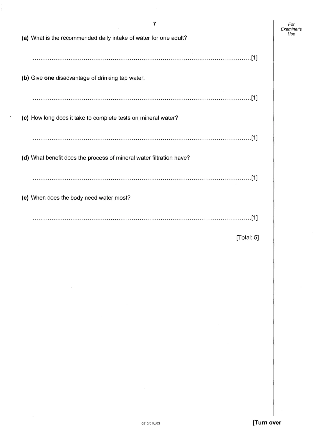 Cambridge IGCSE English - Second Language (oral endorsement) 0510 2003 May/June Paper 1 · Variant 1 question paper, page 7 of 20