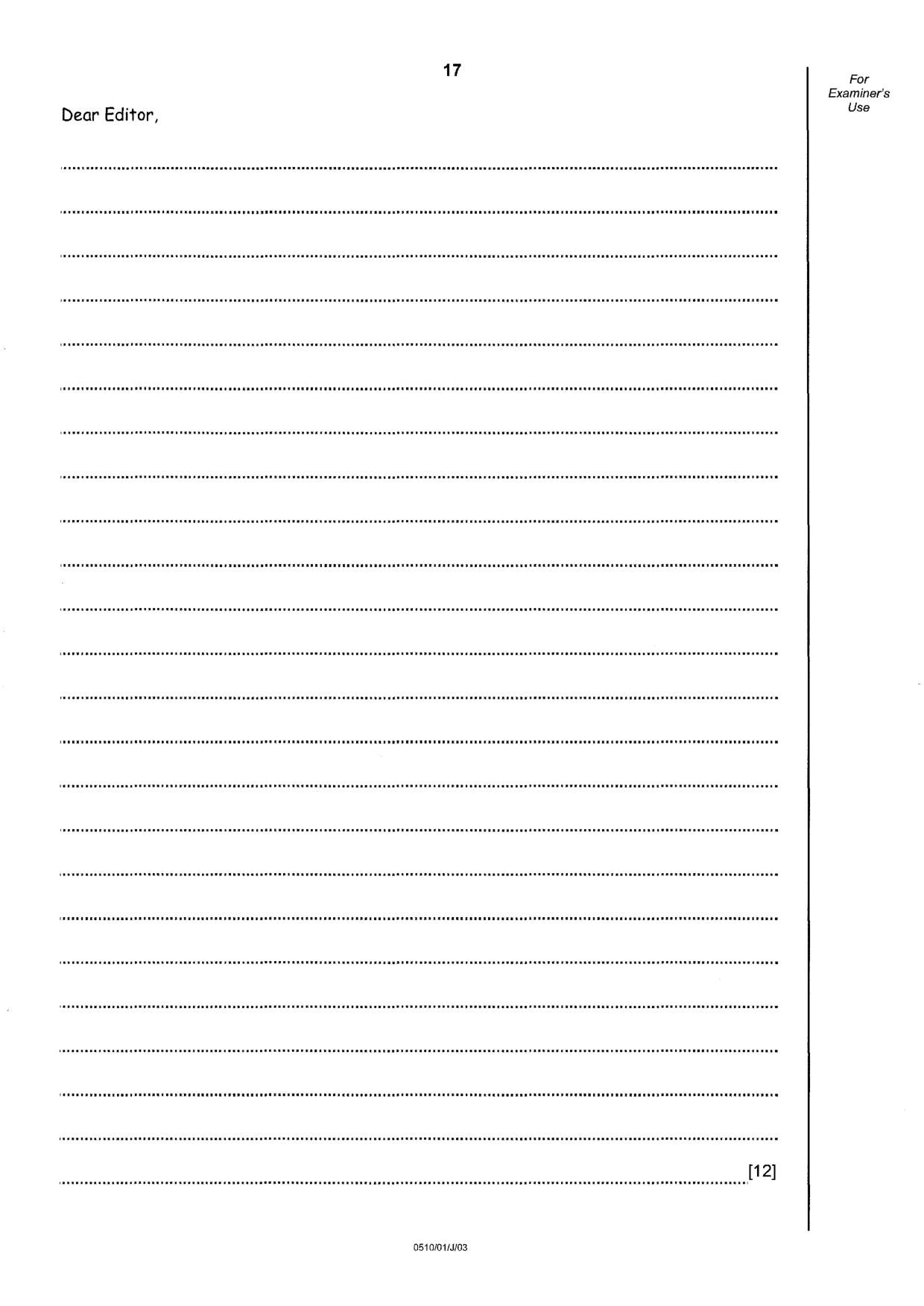 Cambridge IGCSE English - Second Language (oral endorsement) 0510 2003 May/June Paper 1 · Variant 1 question paper, page 17 of 20