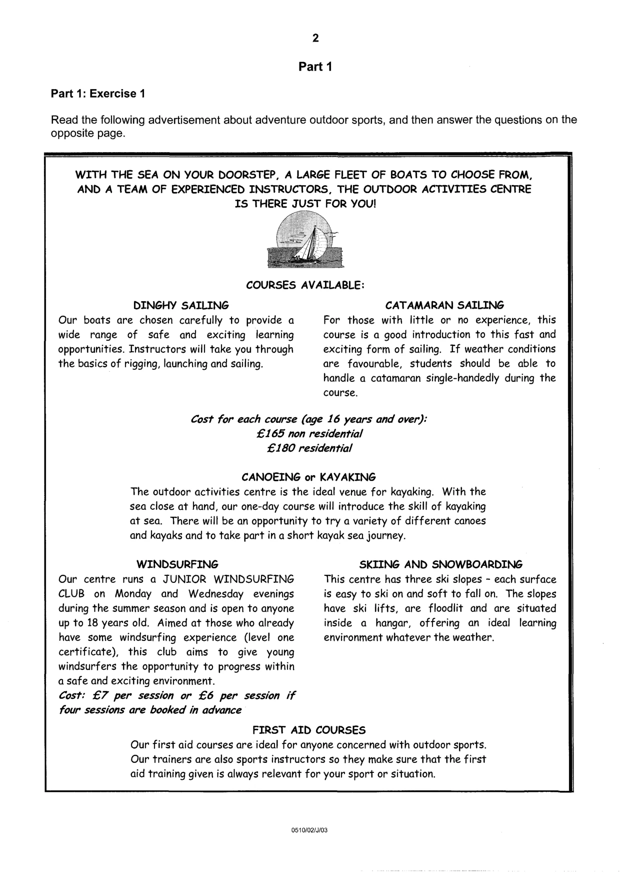 Cambridge IGCSE English - Second Language (oral endorsement) 0510 2003 May/June Paper 2 · Variant 1 question paper, page 2 of 20