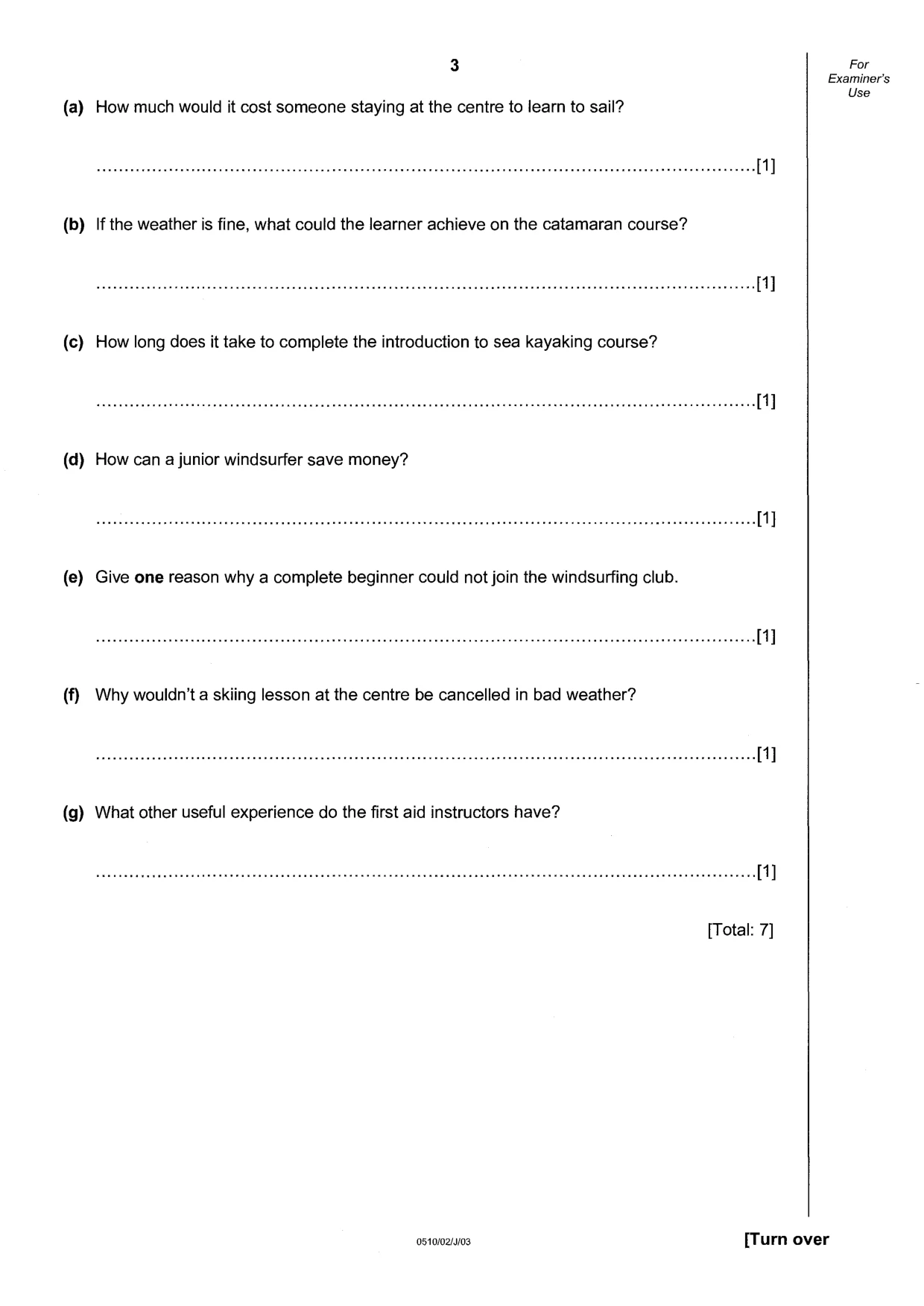 Cambridge IGCSE English - Second Language (oral endorsement) 0510 2003 May/June Paper 2 · Variant 1 question paper, page 3 of 20