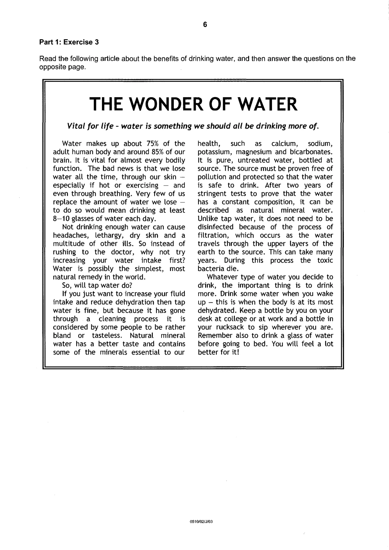 Cambridge IGCSE English - Second Language (oral endorsement) 0510 2003 May/June Paper 2 · Variant 1 question paper, page 6 of 20