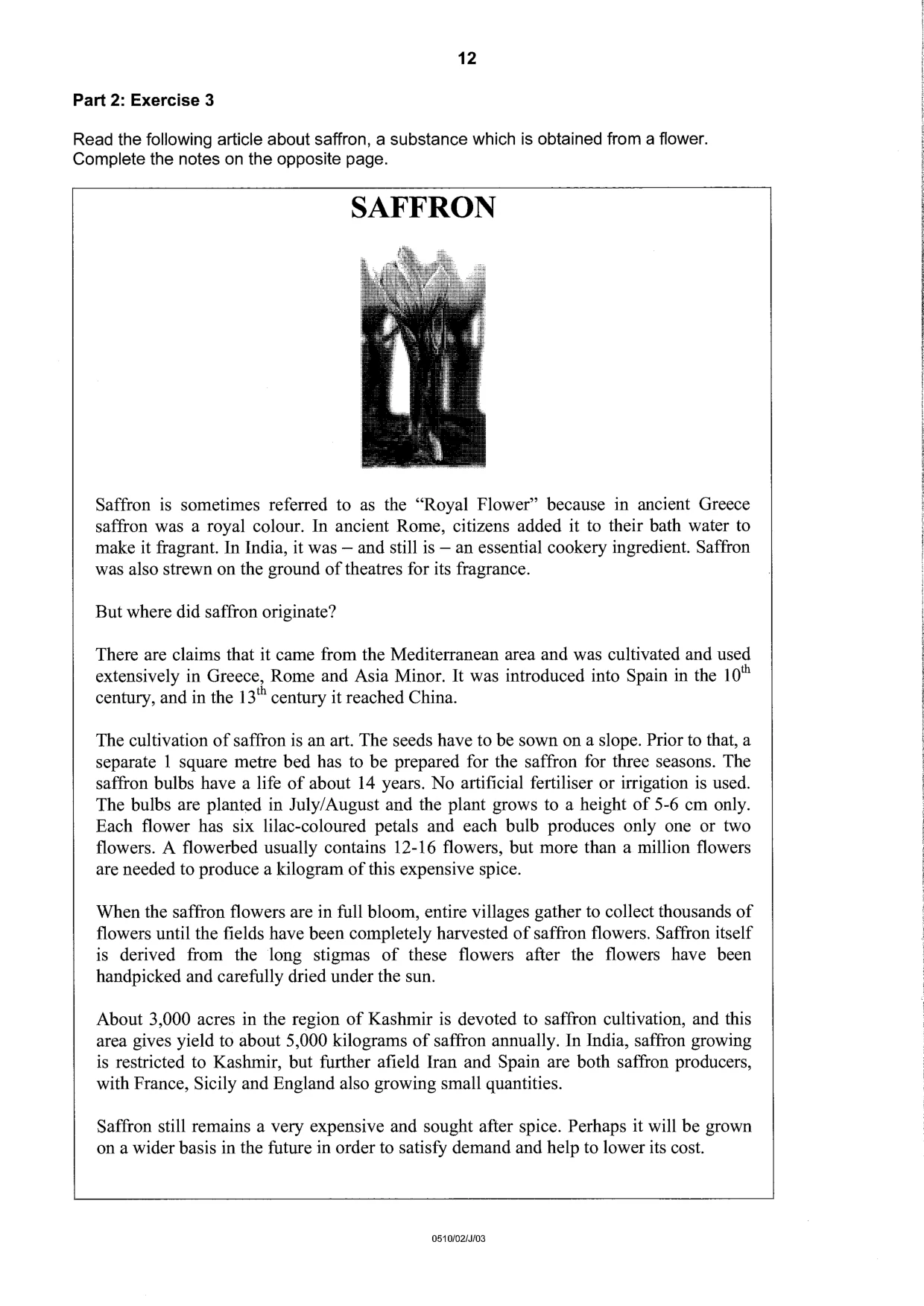 Cambridge IGCSE English - Second Language (oral endorsement) 0510 2003 May/June Paper 2 · Variant 1 question paper, page 12 of 20