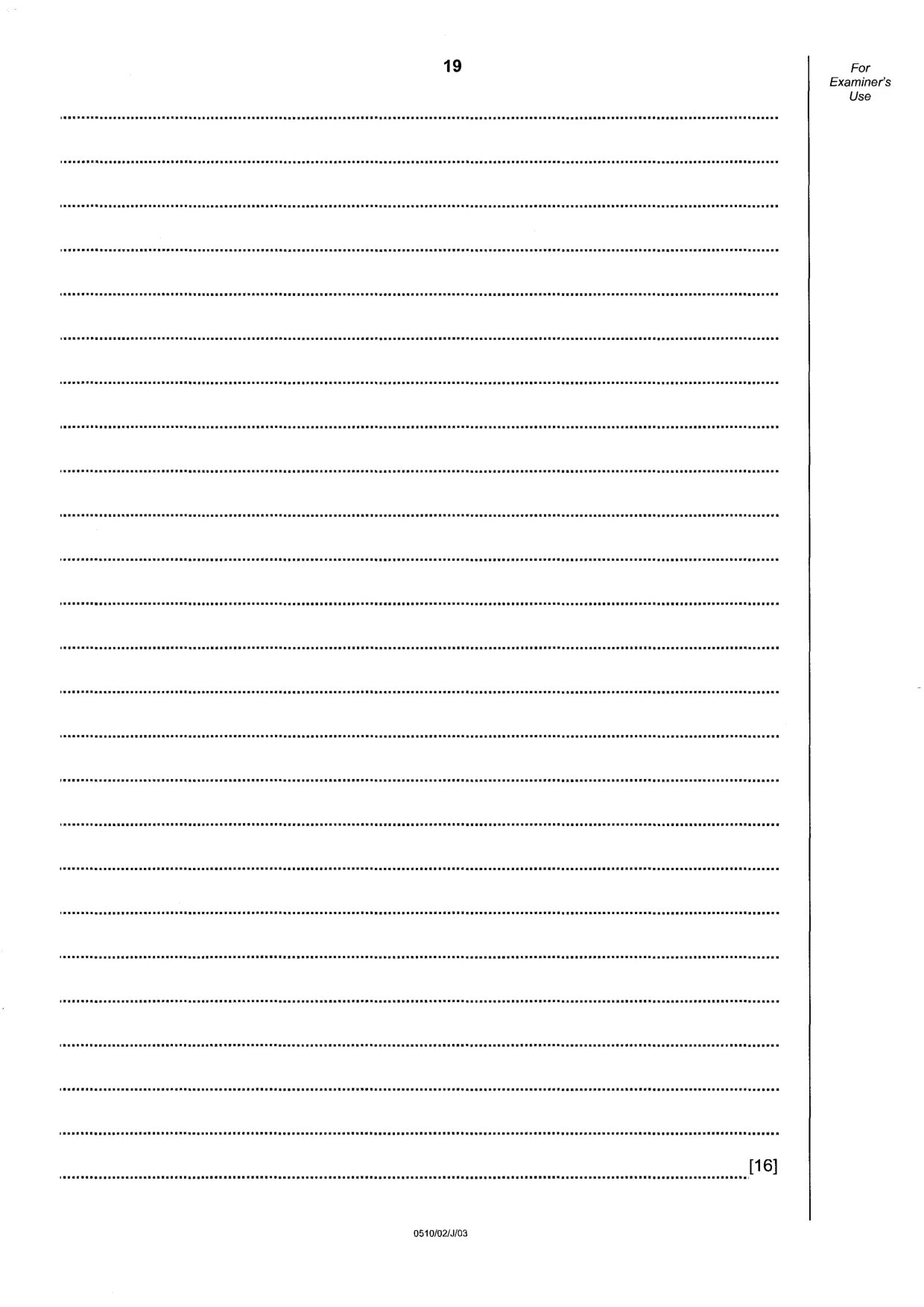 Cambridge IGCSE English - Second Language (oral endorsement) 0510 2003 May/June Paper 2 · Variant 1 question paper, page 19 of 20
