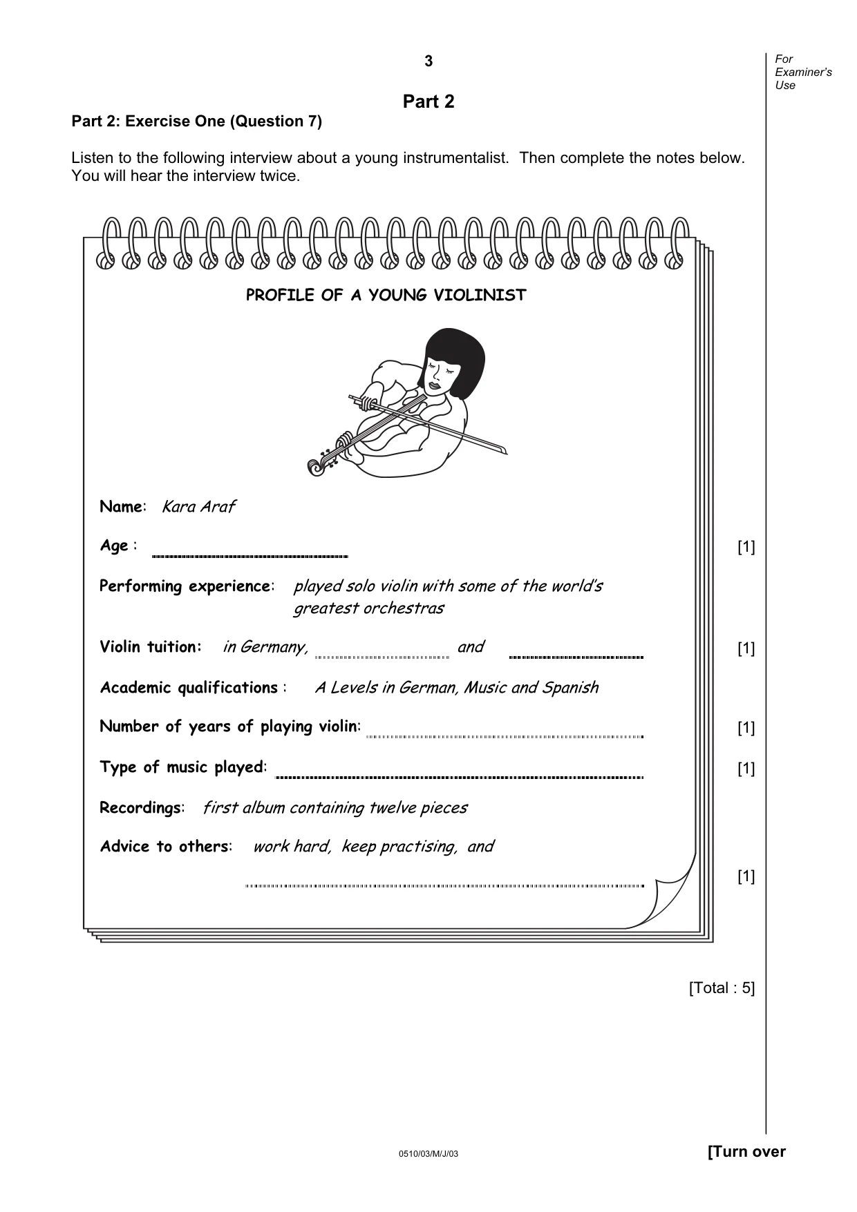 Cambridge IGCSE English - Second Language (oral endorsement) 0510 2003 May/June Paper 3 · Variant 1 question paper, page 3 of 8