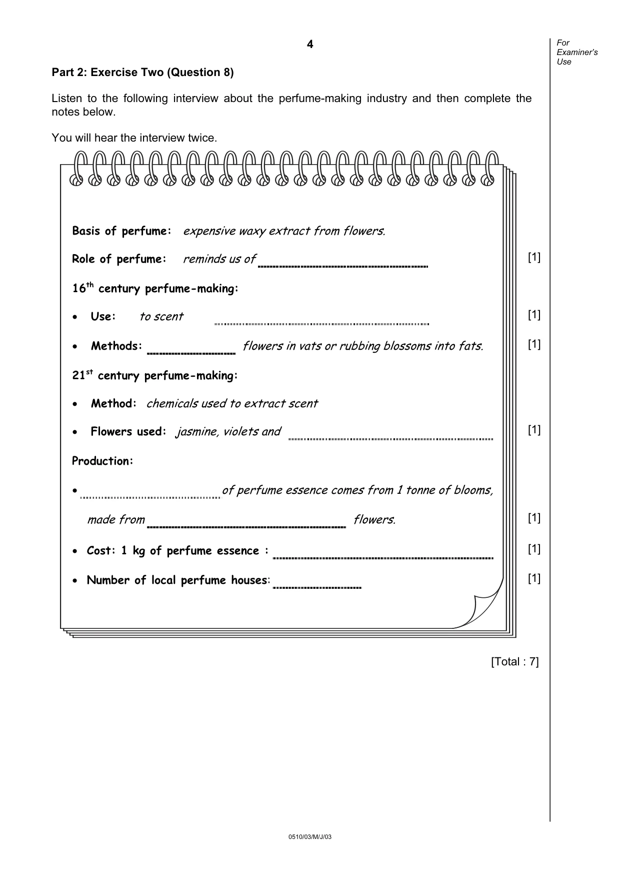 Cambridge IGCSE English - Second Language (oral endorsement) 0510 2003 May/June Paper 3 · Variant 1 question paper, page 4 of 8