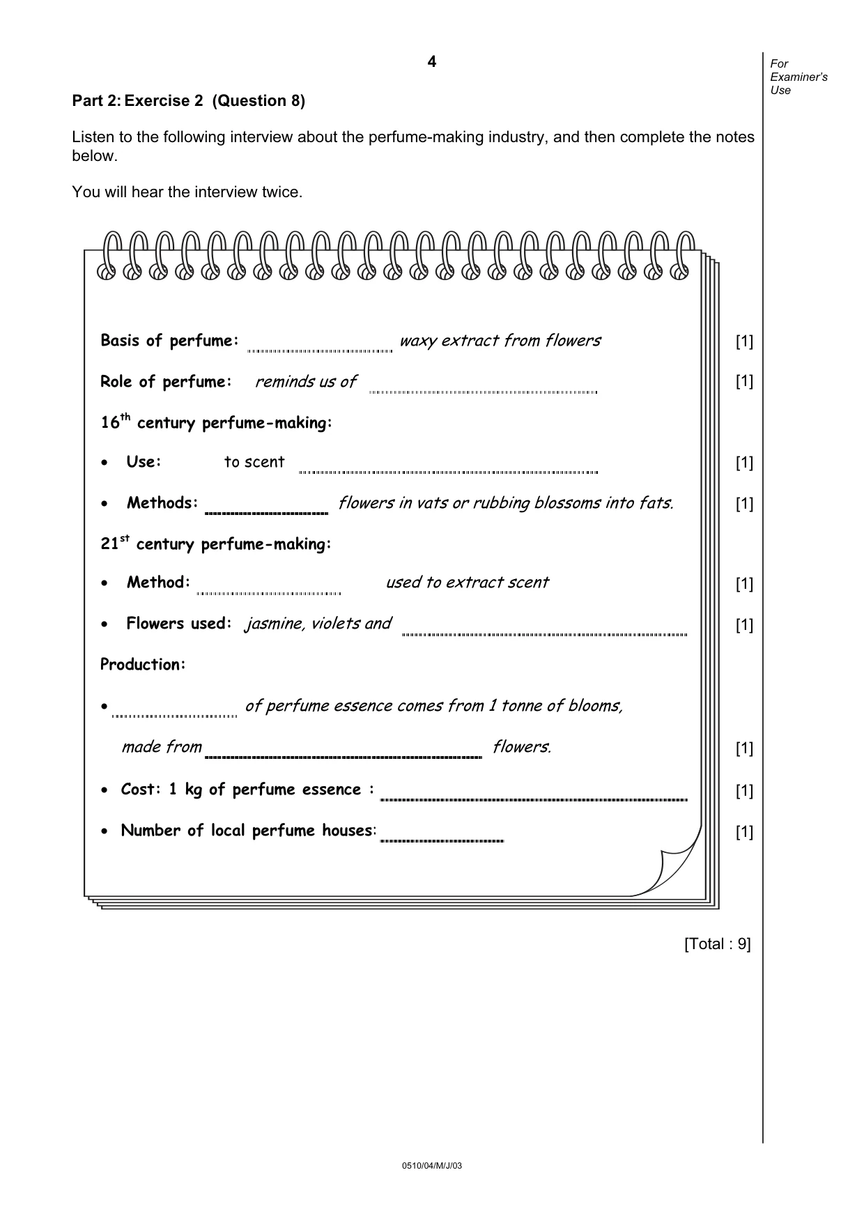 Cambridge IGCSE English - Second Language (oral endorsement) 0510 2003 May/June Paper 4 · Variant 1 question paper, page 4 of 8
