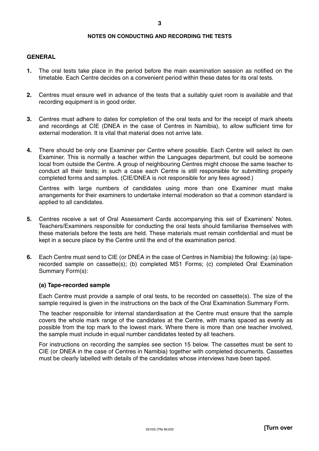 Cambridge IGCSE English - Second Language (oral endorsement) 0510 2003 May/June Paper 5 · Variant 1 question paper, page 3 of 16