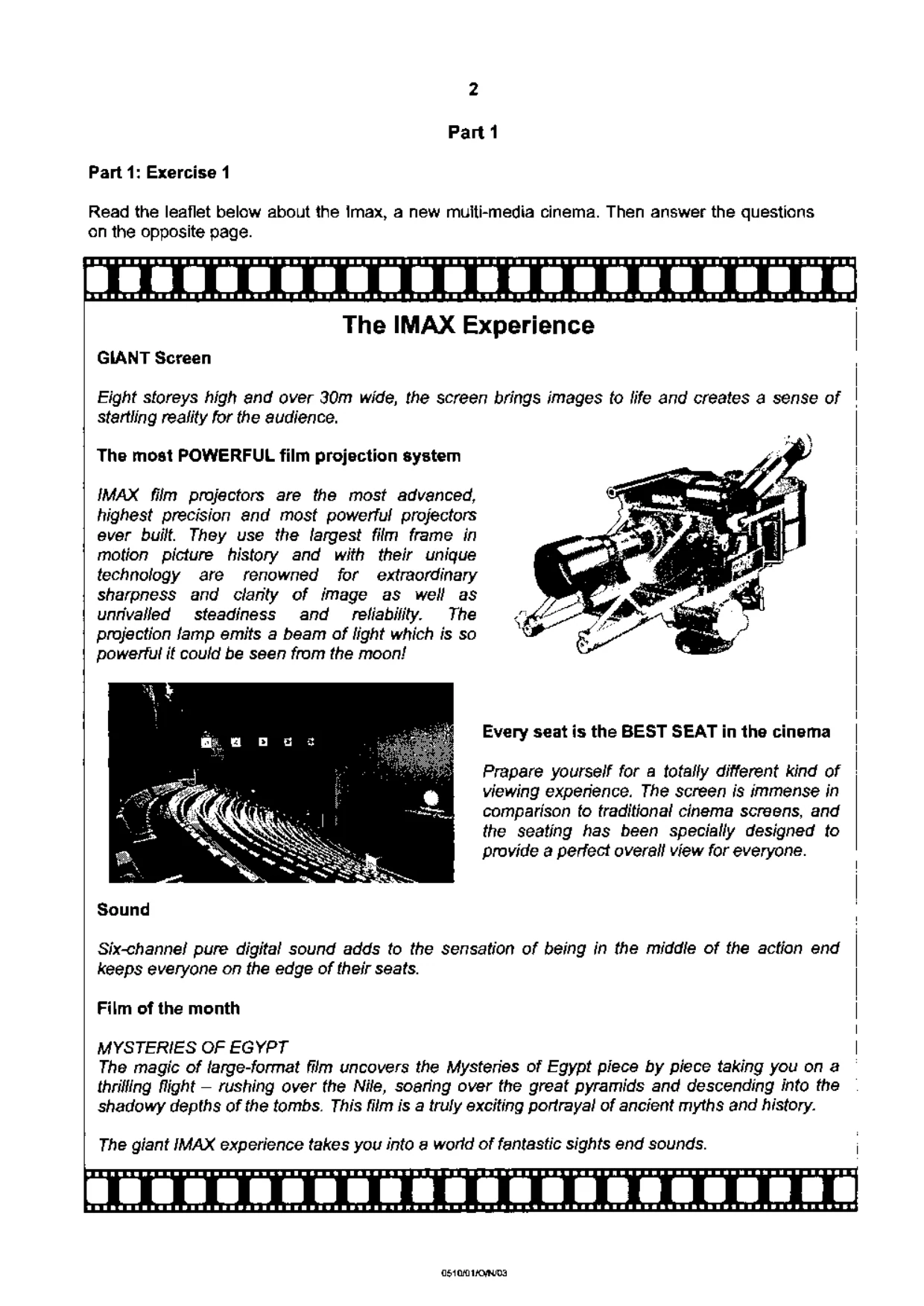 Cambridge IGCSE English - Second Language (oral endorsement) 0510 2003 Oct/Nov Paper 1 · Variant 1 question paper, page 2 of 20