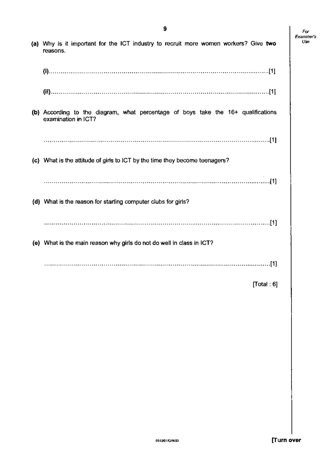 Cambridge IGCSE English - Second Language (oral endorsement) 0510 2003 Oct/Nov Paper 1 · Variant 1 question paper, page 9 of 20