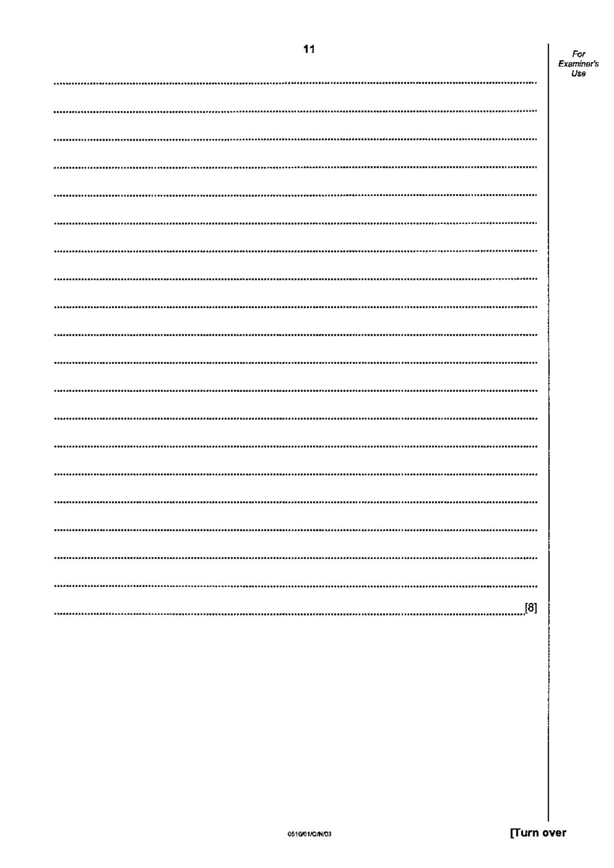 Cambridge IGCSE English - Second Language (oral endorsement) 0510 2003 Oct/Nov Paper 1 · Variant 1 question paper, page 11 of 20