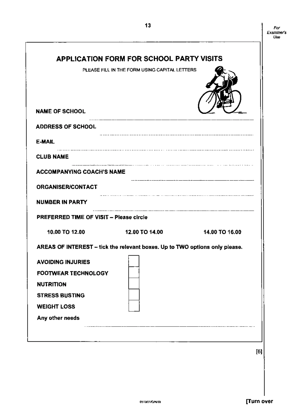 Cambridge IGCSE English - Second Language (oral endorsement) 0510 2003 Oct/Nov Paper 1 · Variant 1 question paper, page 13 of 20