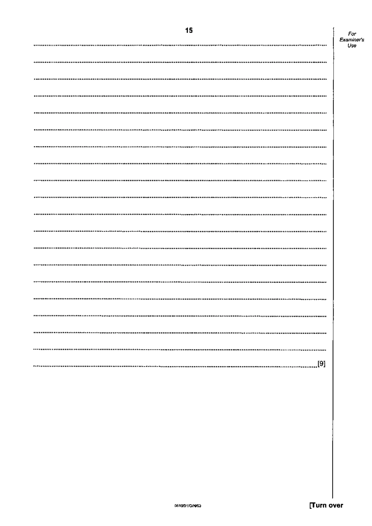 Cambridge IGCSE English - Second Language (oral endorsement) 0510 2003 Oct/Nov Paper 1 · Variant 1 question paper, page 15 of 20